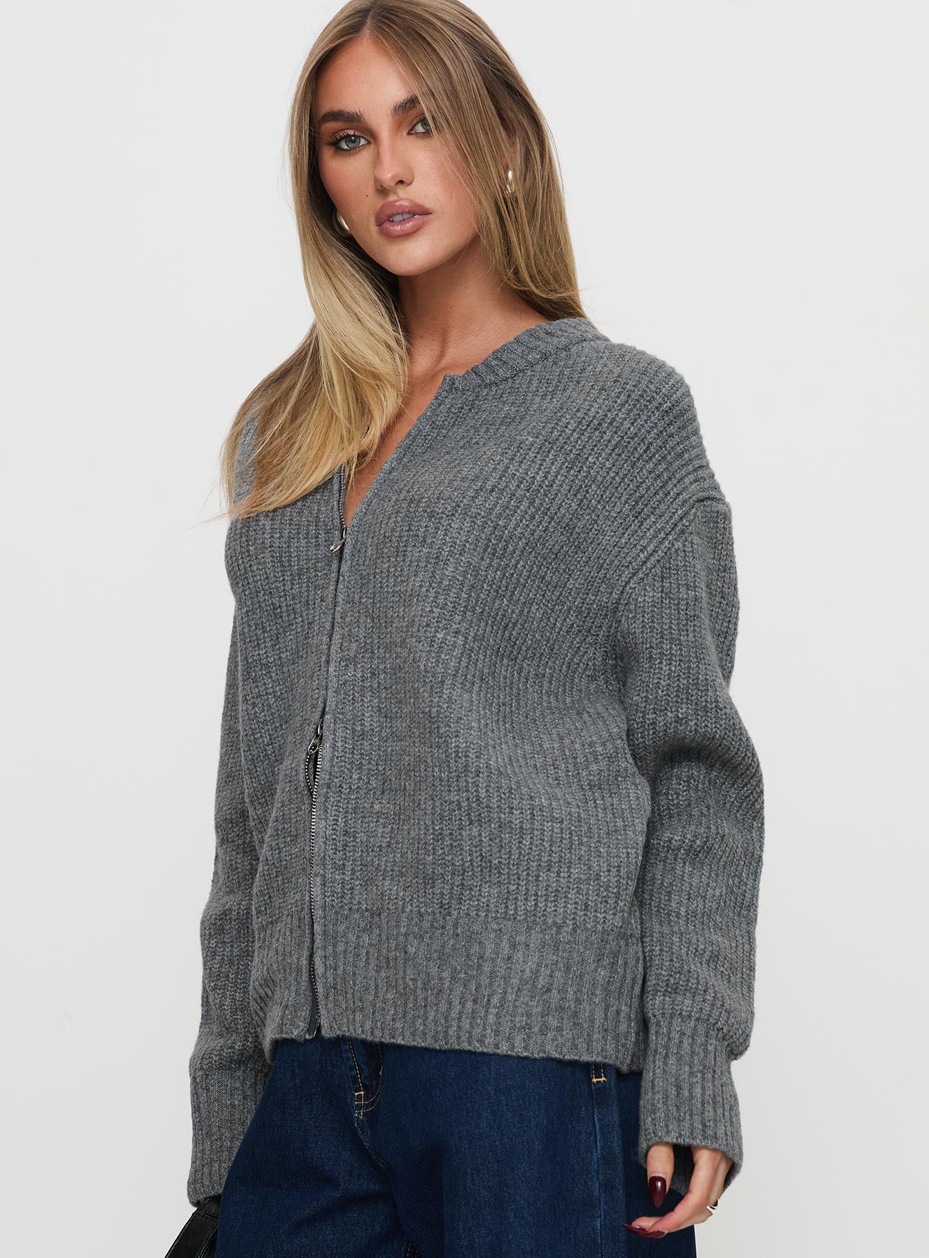Lexene Zip Through Jumper Grey - Image 4