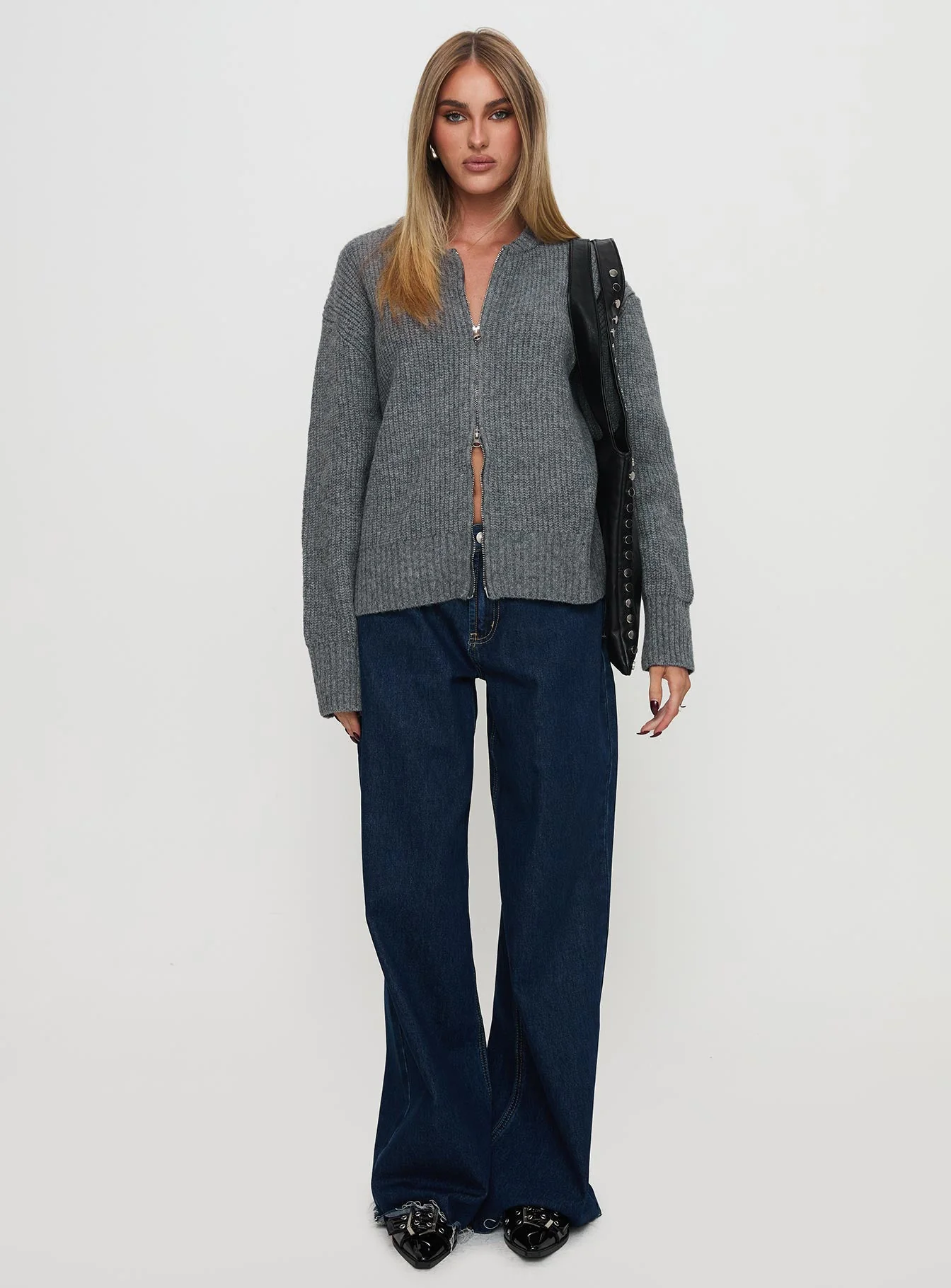 Lexene Zip Through Jumper Grey - Image 7
