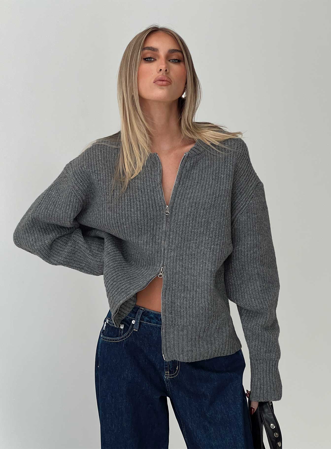 Lexene Zip Through Jumper Grey - Image 8