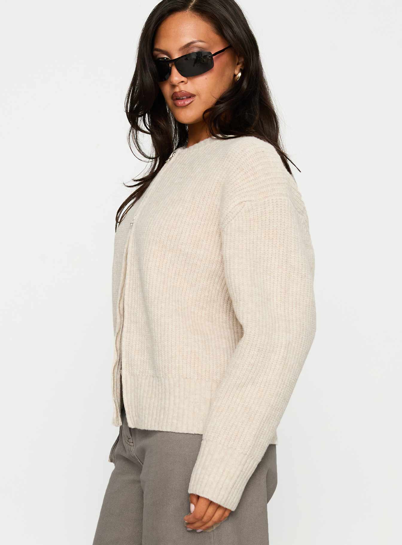 Lexene Zip Through Jumper Oat - Image 4