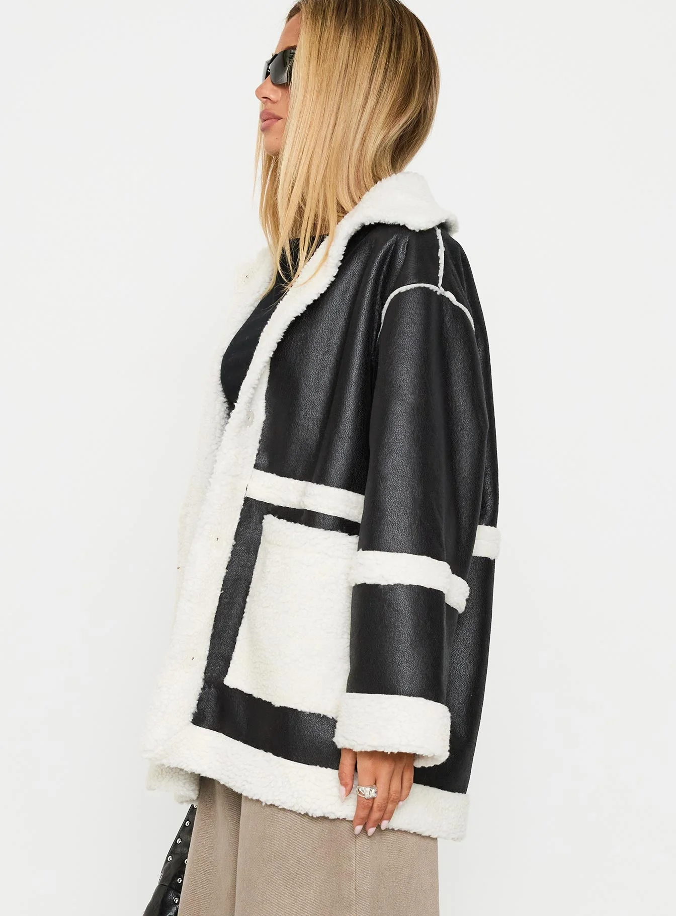 Lexie Faux Leather Jacket Black - Image 4