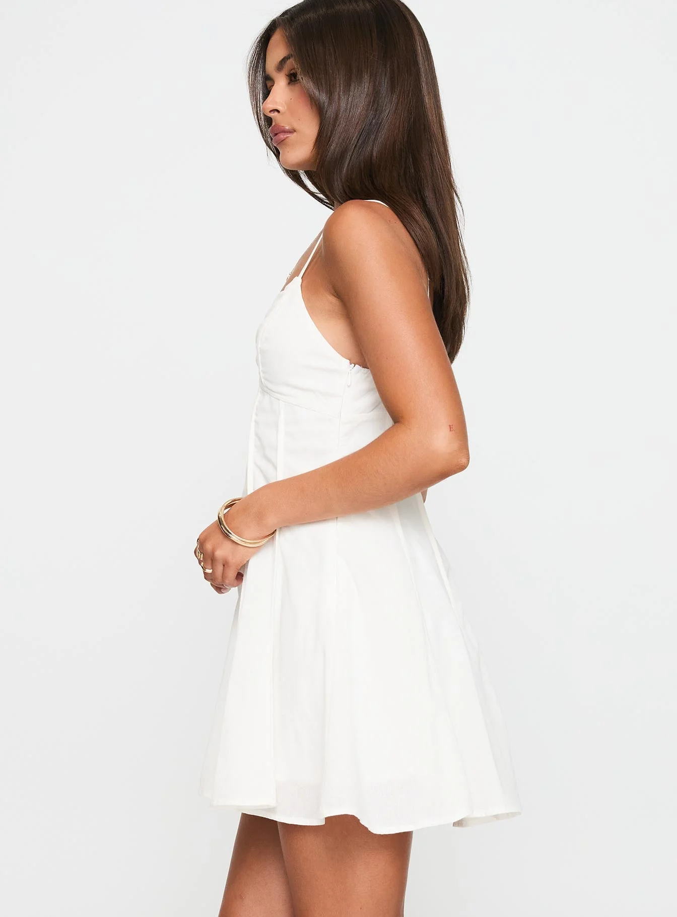 Libertie Pleat Mini Dress White - Image 4