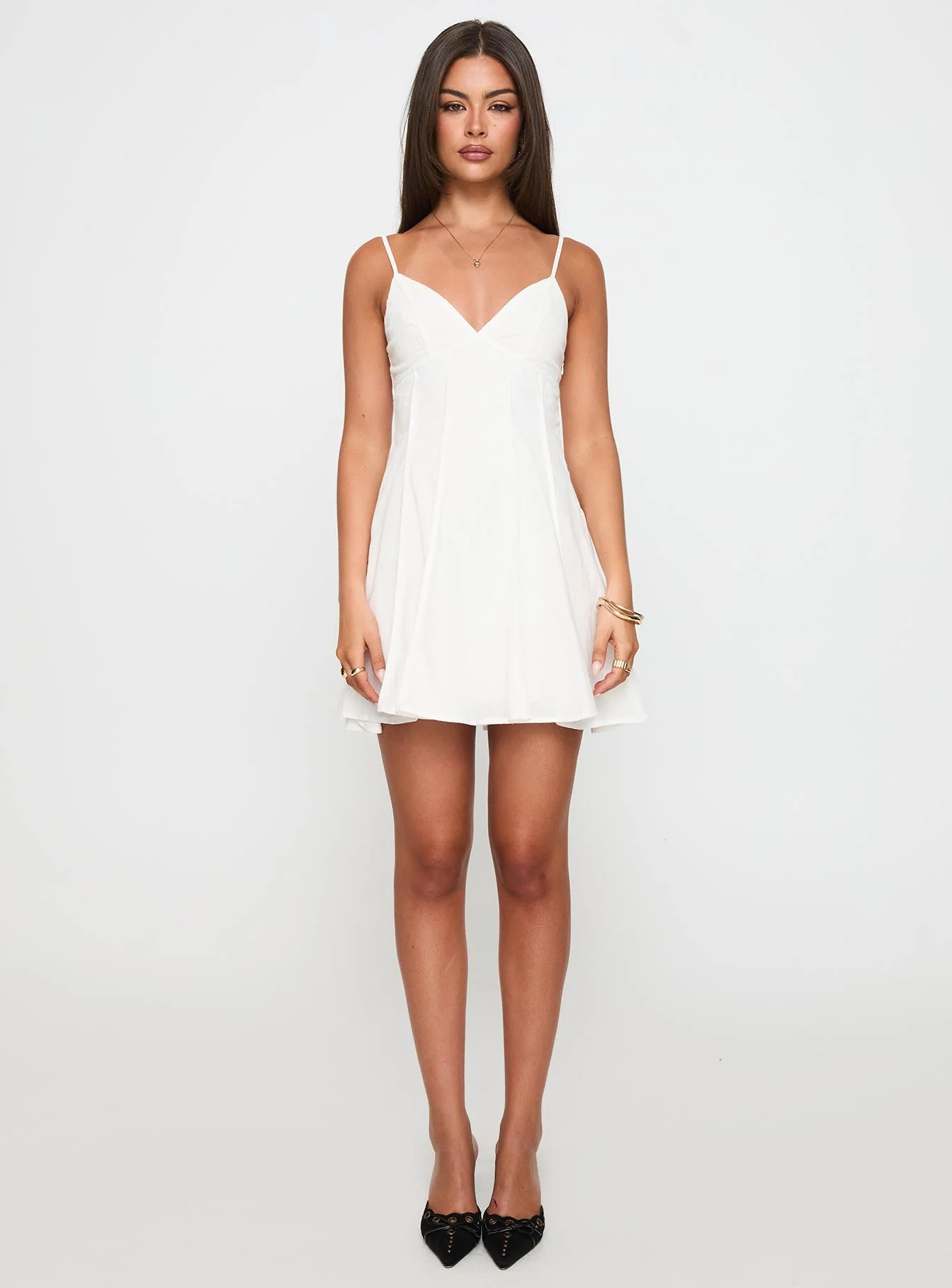 Libertie Pleat Mini Dress White - Image 7