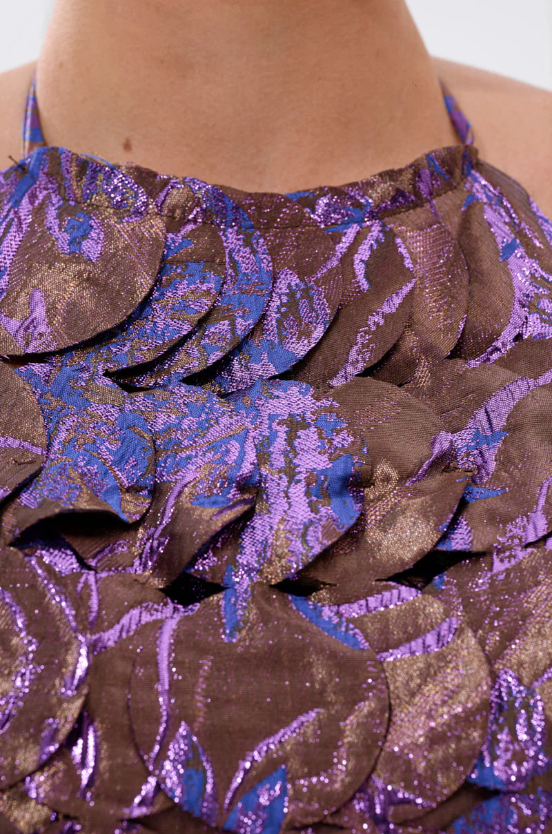 LIGHTS FLASHING BROCADE HALTER TIE NECK - Image 7