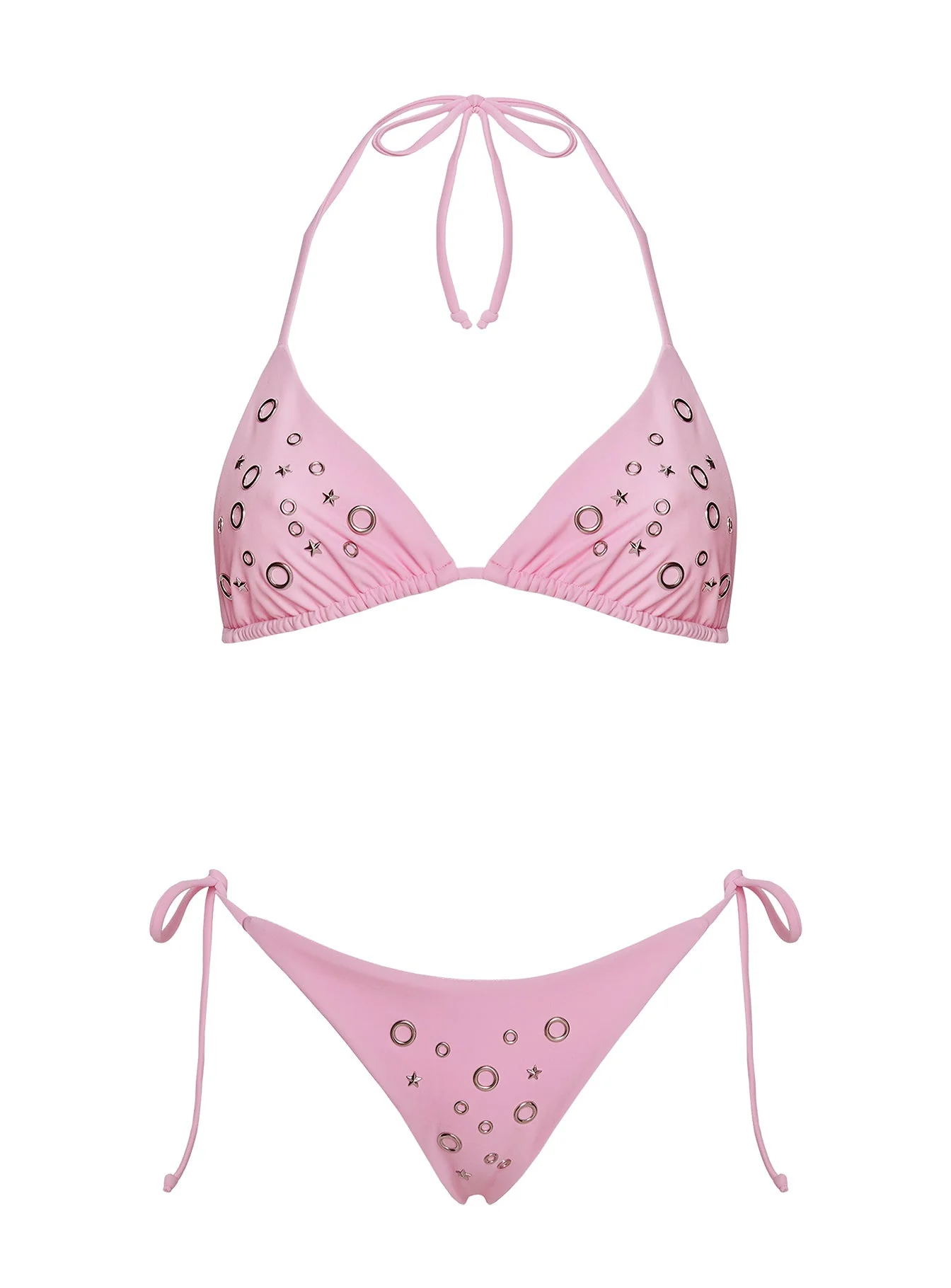 Likaia Embellished Triangle Bikini Top Pink - Image 6