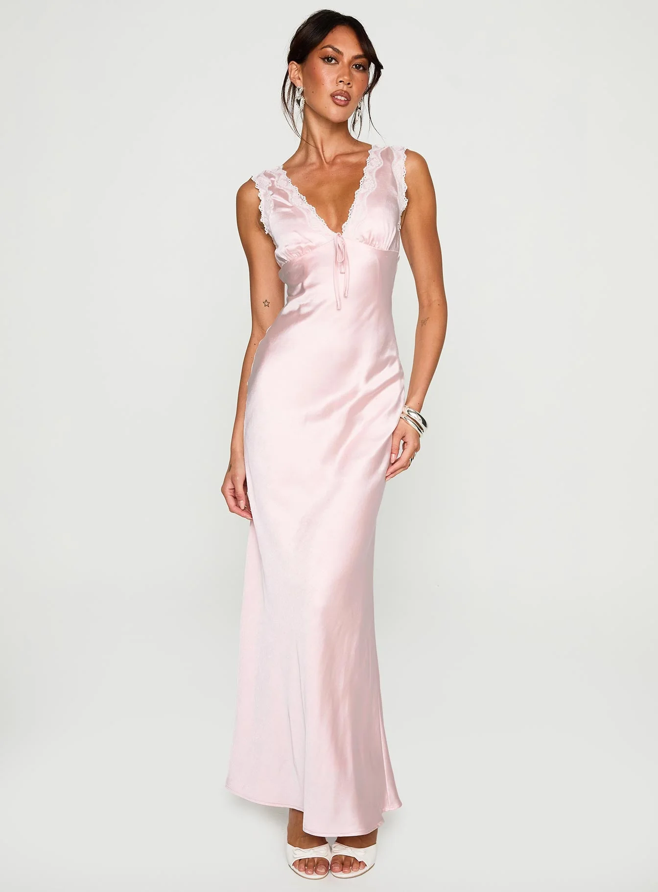 Liliya Lace Maxi Dress Pink - Image 2