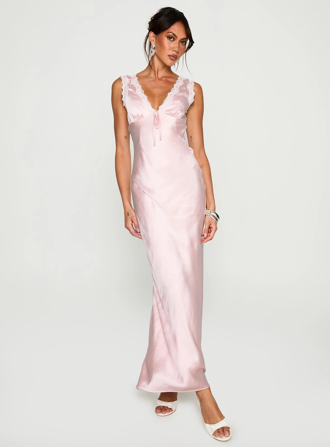 Liliya Lace Maxi Dress Pink - Image 3