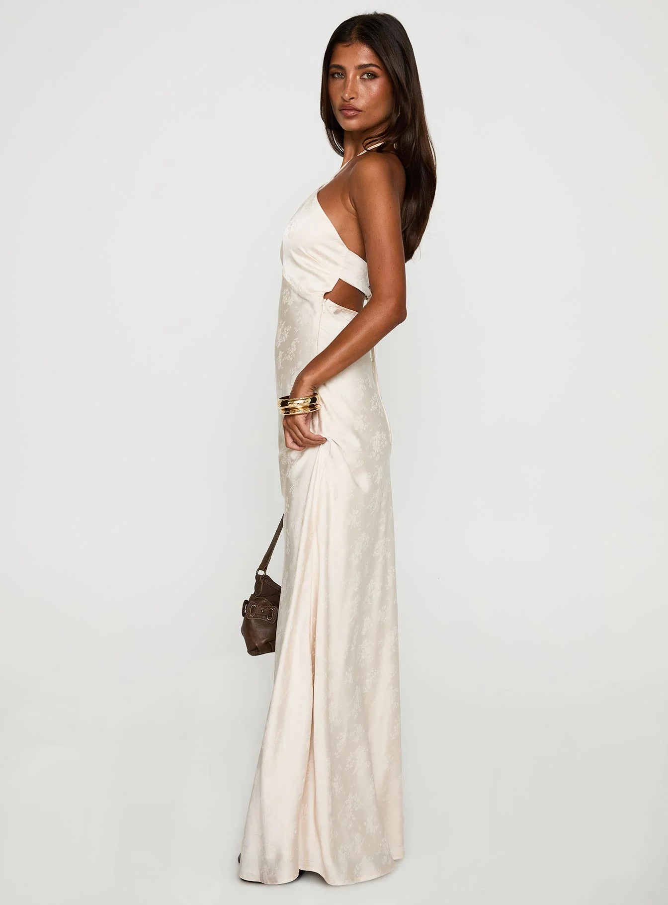 Limosina Halter Maxi Dress Champagne - Image 3