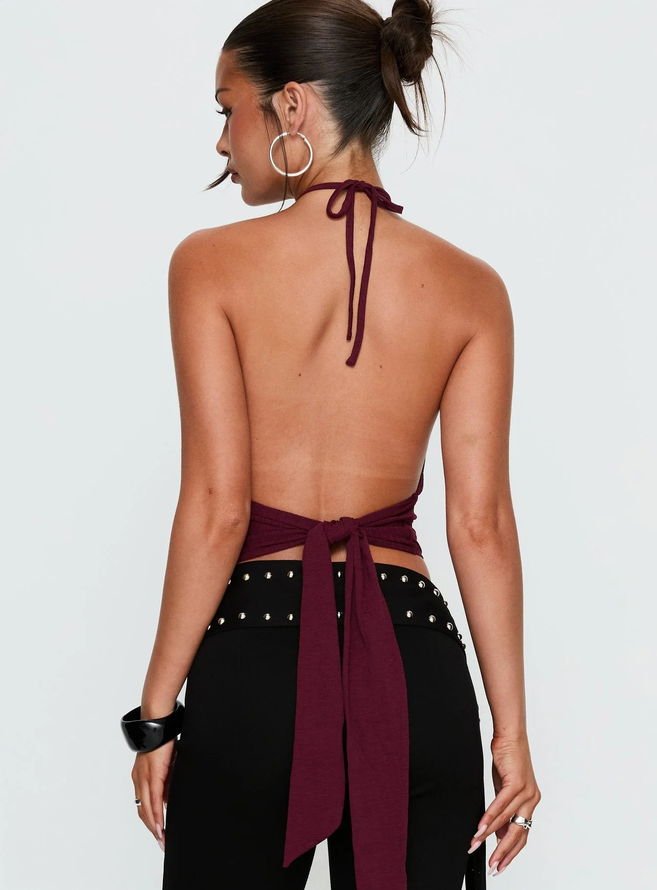 Lindie Tie Back Ring Detail Top Wine - Image 4