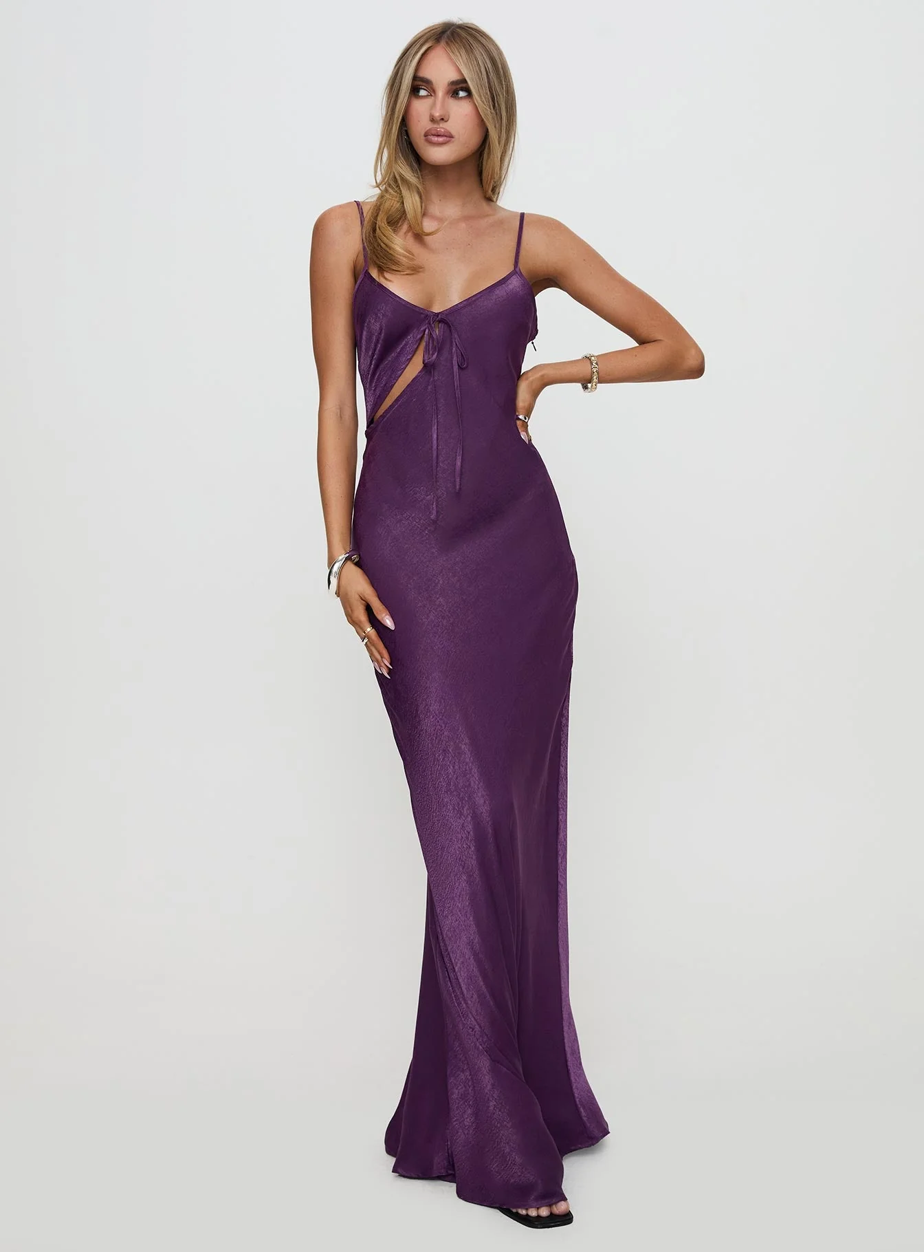 Linger Bias Cut Maxi Dress Purple - Image 3