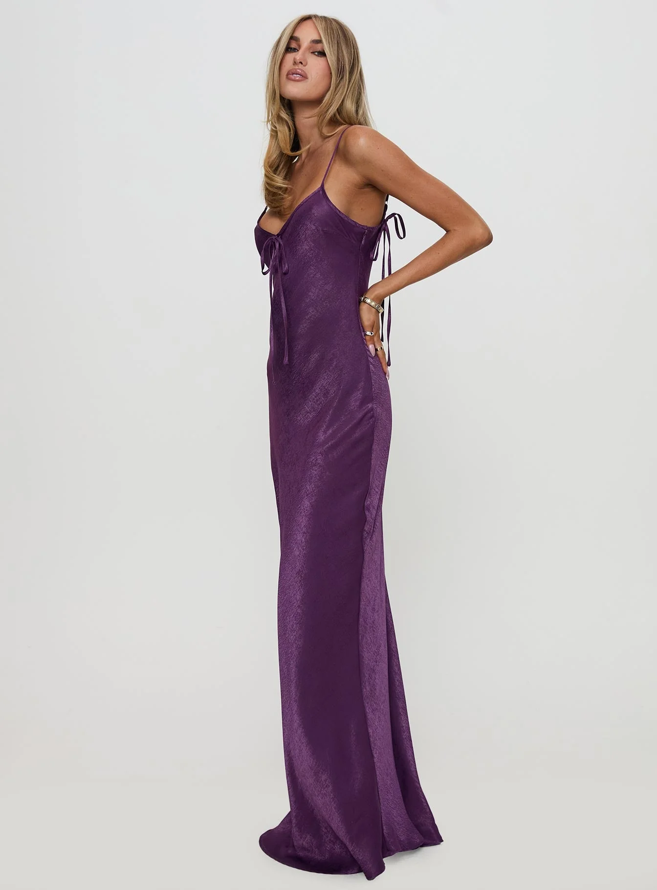 Linger Bias Cut Maxi Dress Purple - Image 4