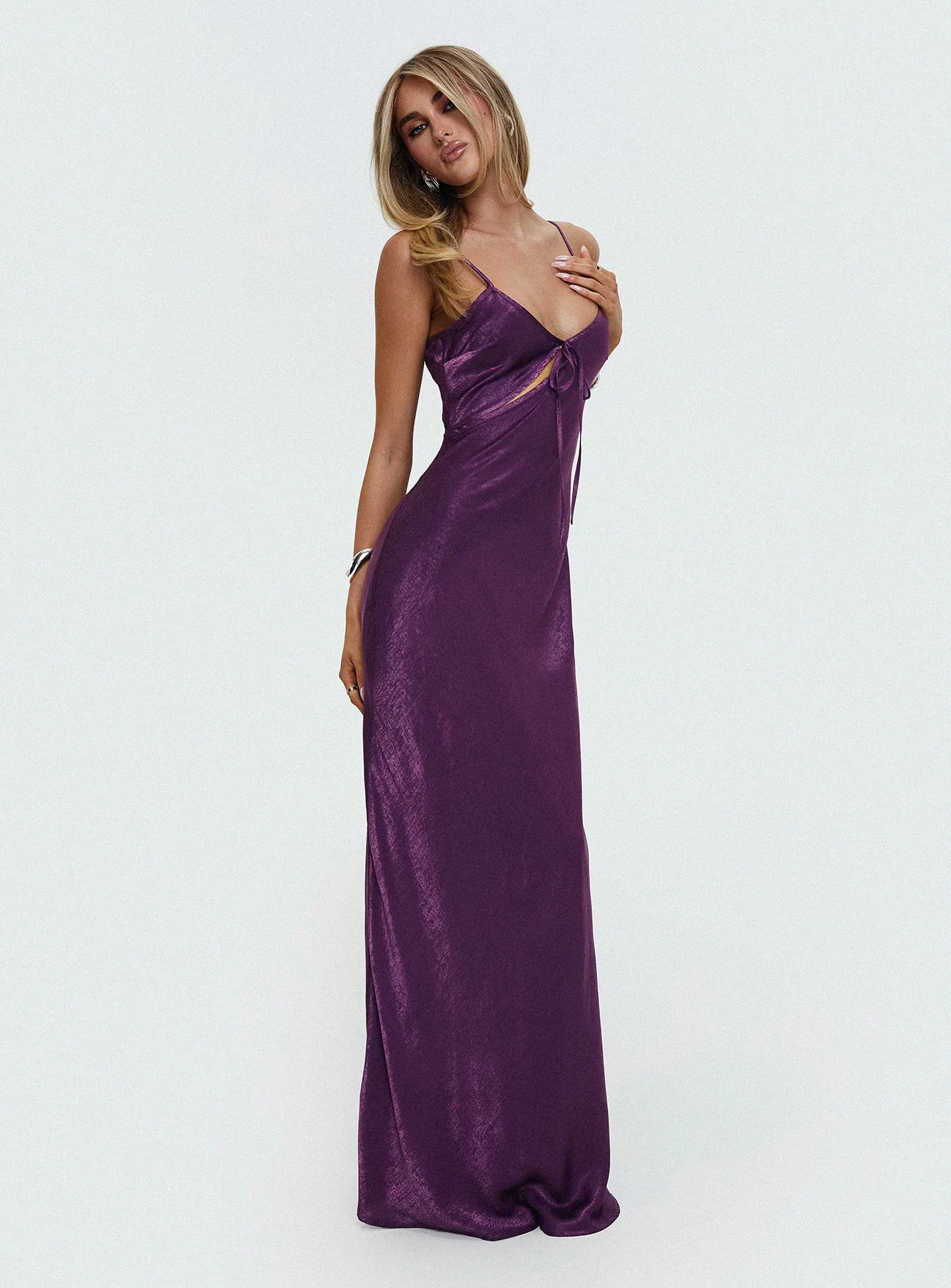 Linger Bias Cut Maxi Dress Purple - Image 8