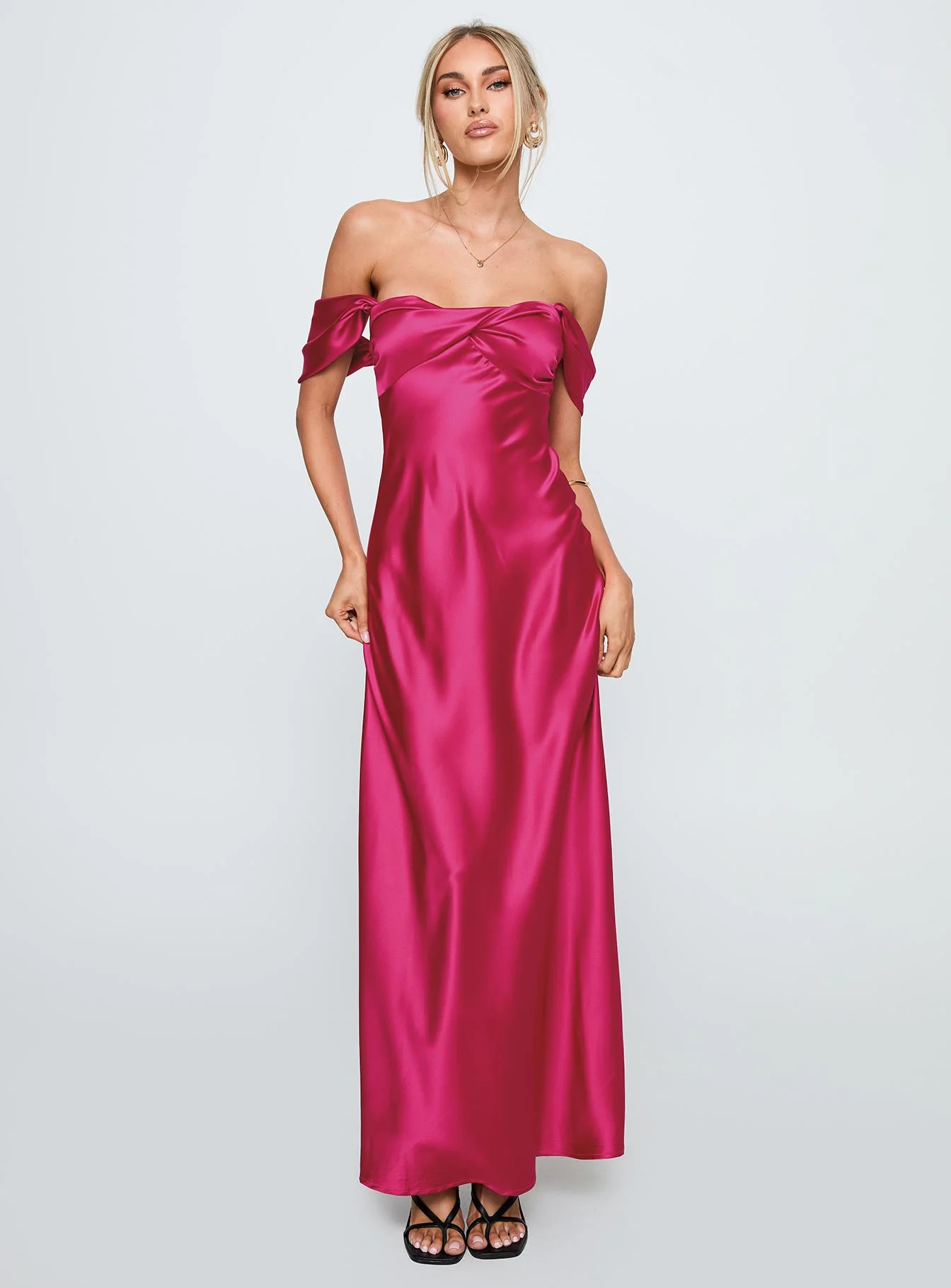 Live For You Off The Shoulder Maxi Dress Hot Pink - Image 2