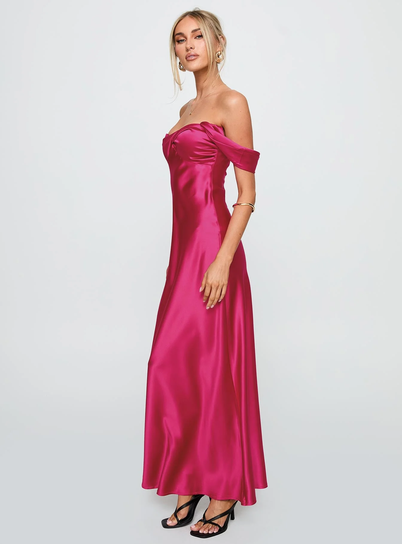 Live For You Off The Shoulder Maxi Dress Hot Pink - Image 4