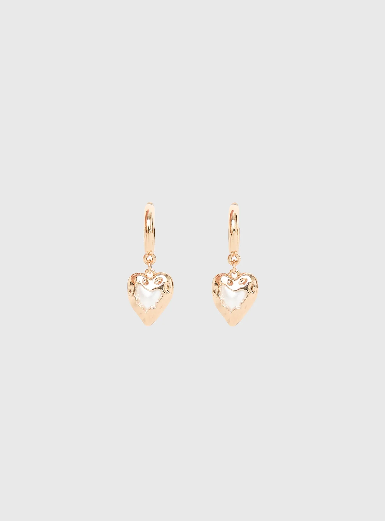 Live In Reality Heart Earrings Gold - Image 2