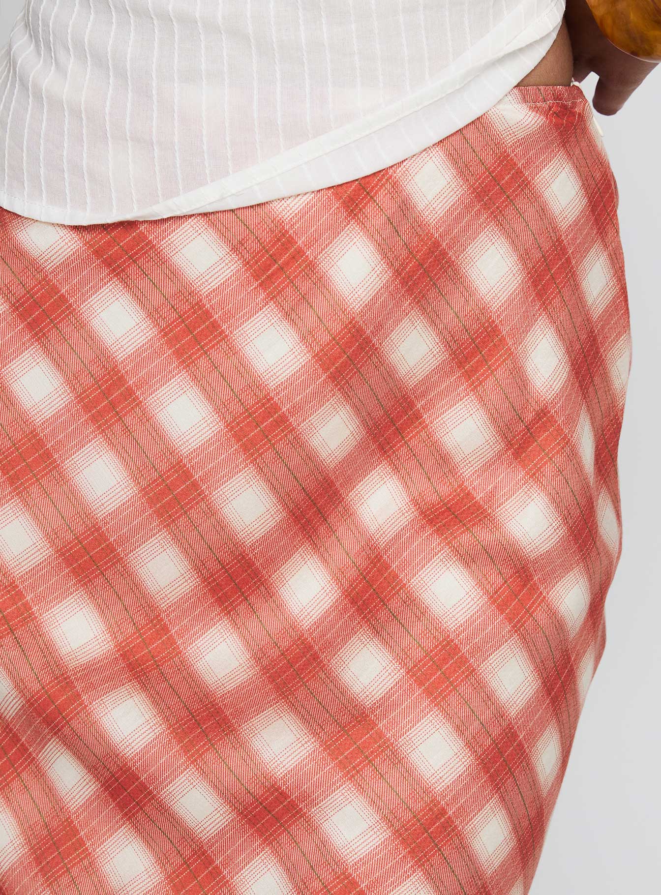Living Color Maxi Skirt Orange Gingham - Image 6