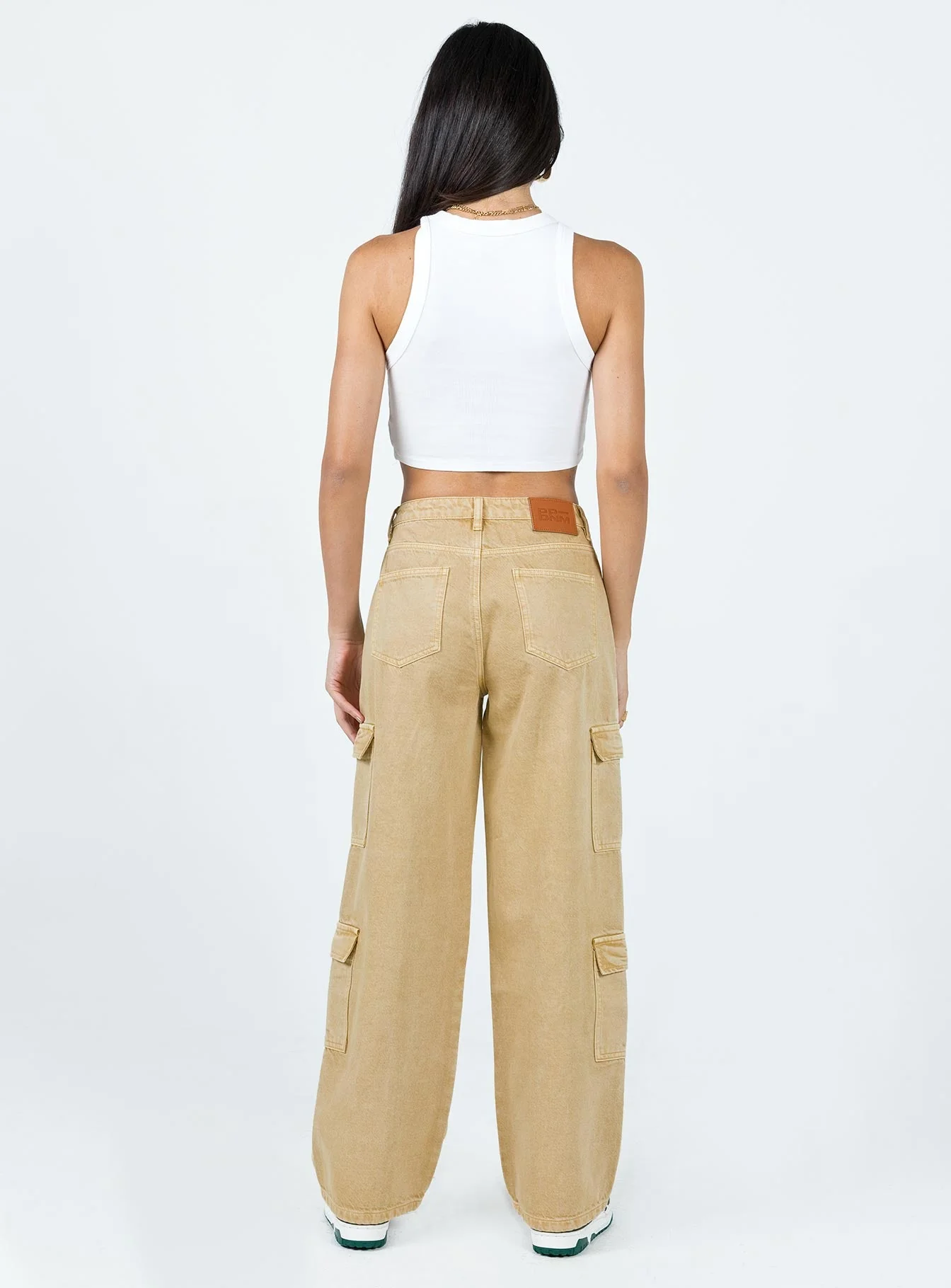 Locksley Mid Rise Baggy Cargo Jeans Beige - Image 5