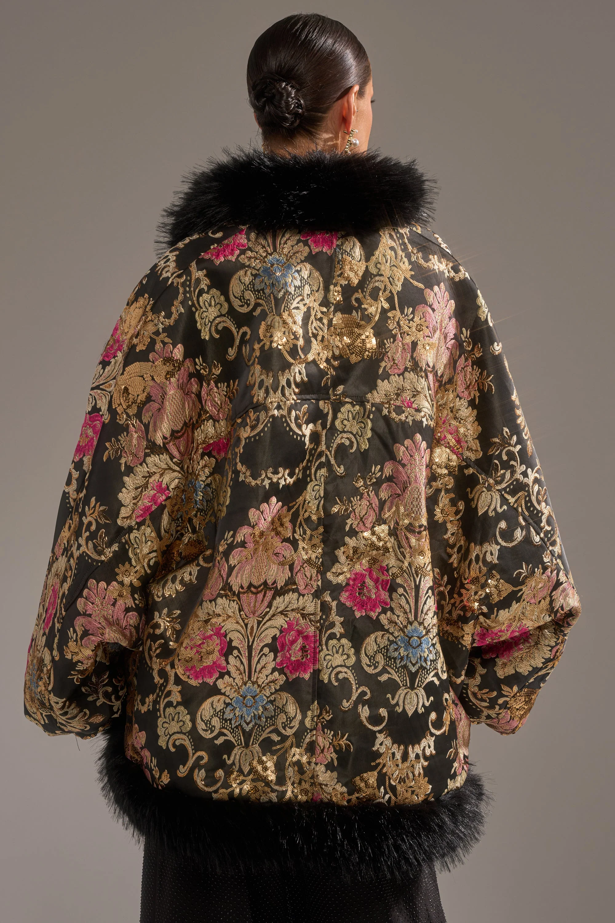 LOLA COCOON COAT IN BROCADE - Image 6