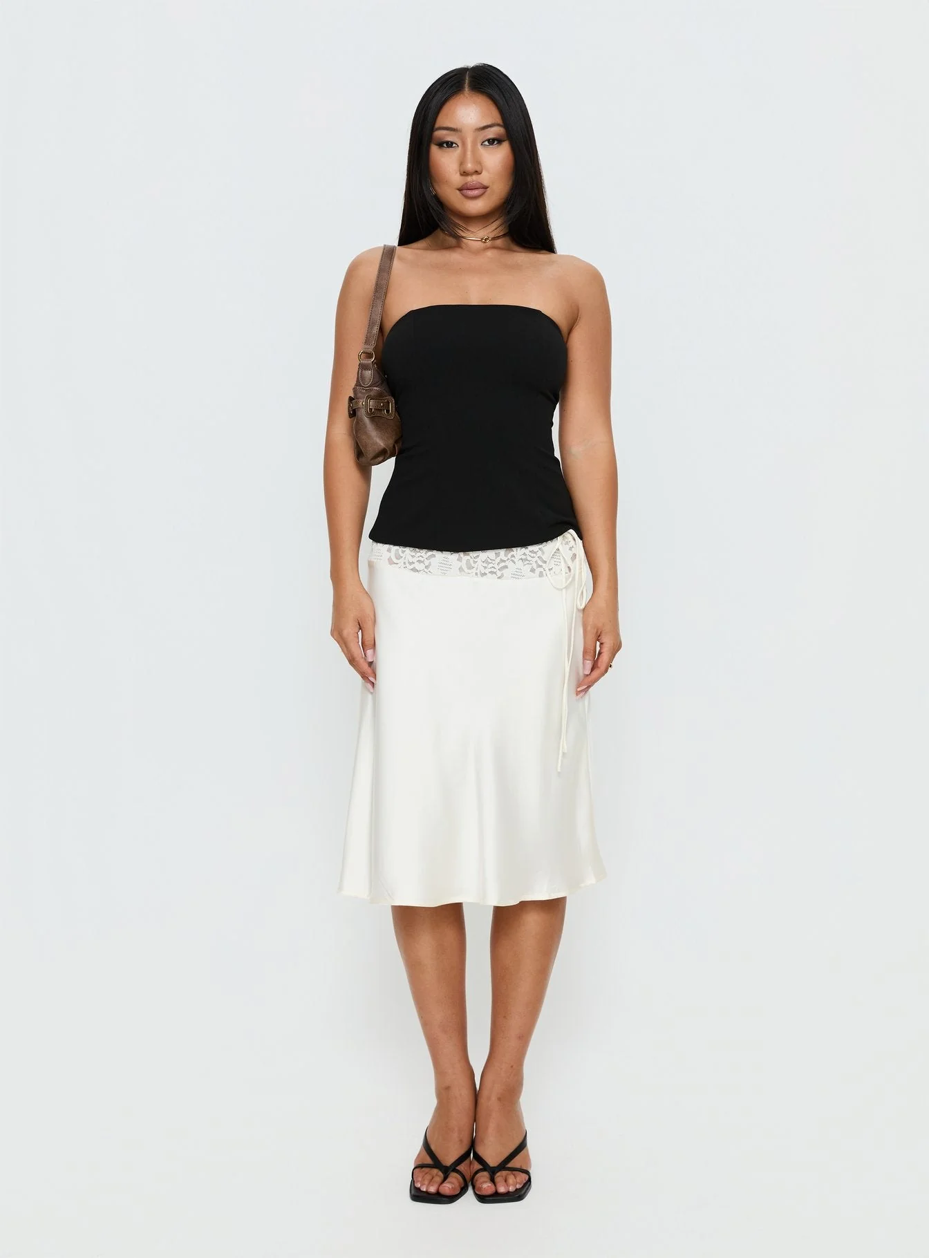 Loreto Strapless Tie Back Top Black - Image 6