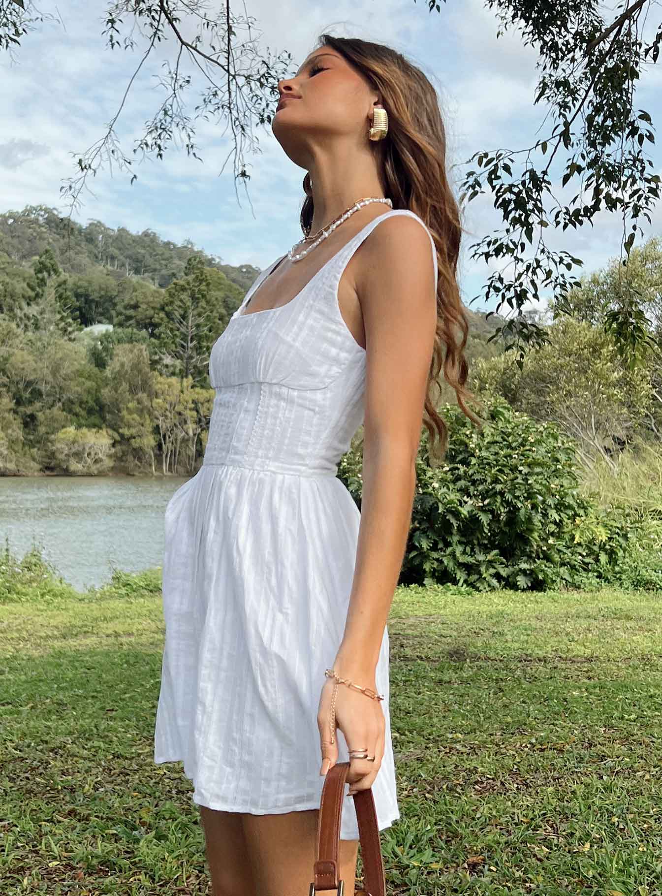Lorinda Mini Dress White Petite - Image 7