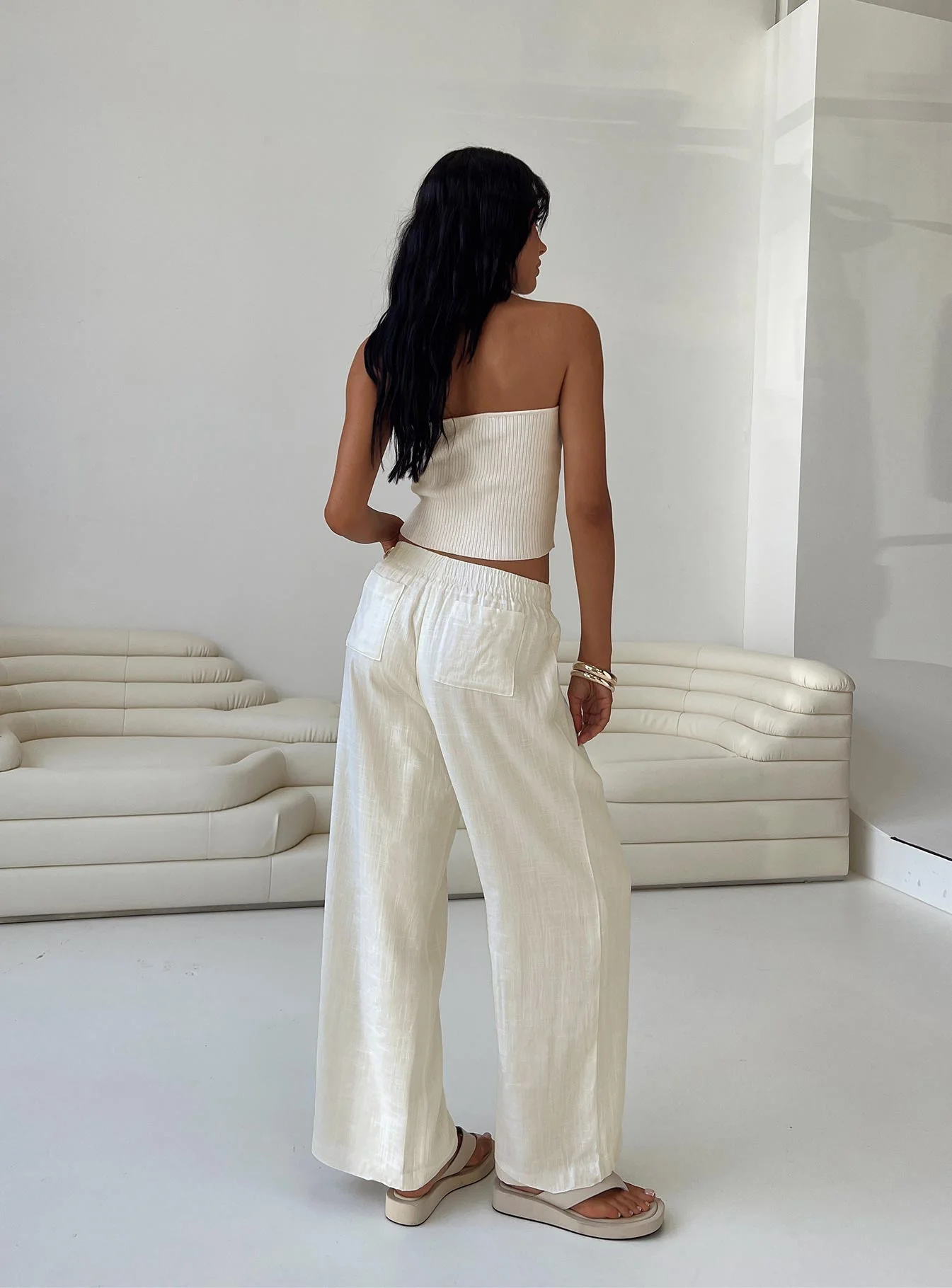 Louis Linen Blend Pants White Petite - Image 4