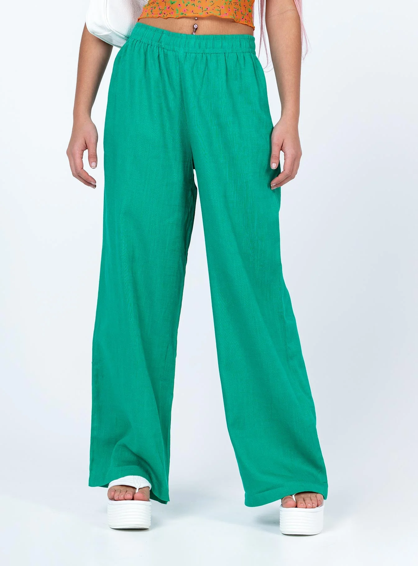 Louis Linen Blend Pants Green - Image 2