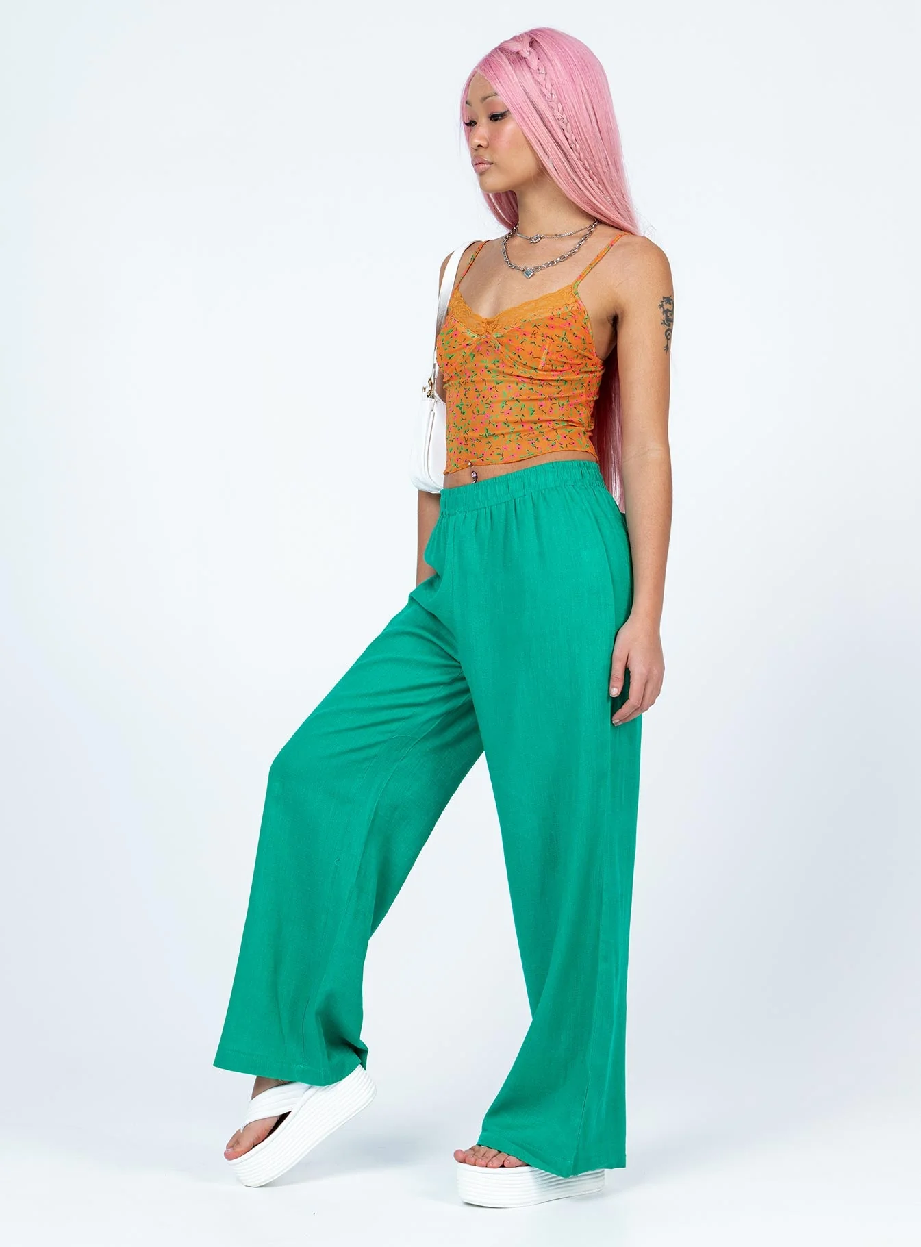 Louis Linen Blend Pants Green - Image 4