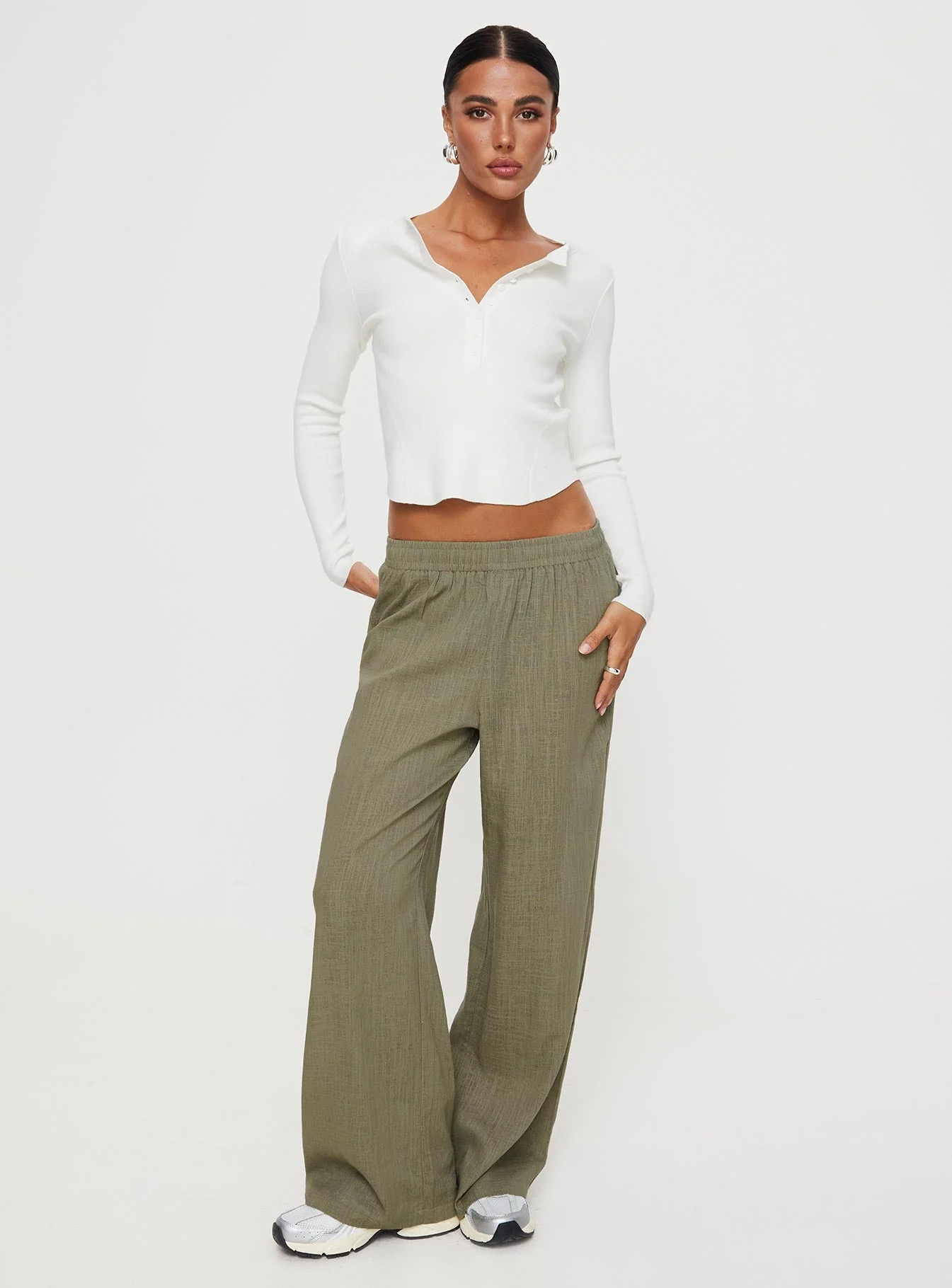 Louis Linen Blend Pants Olive - Image 3