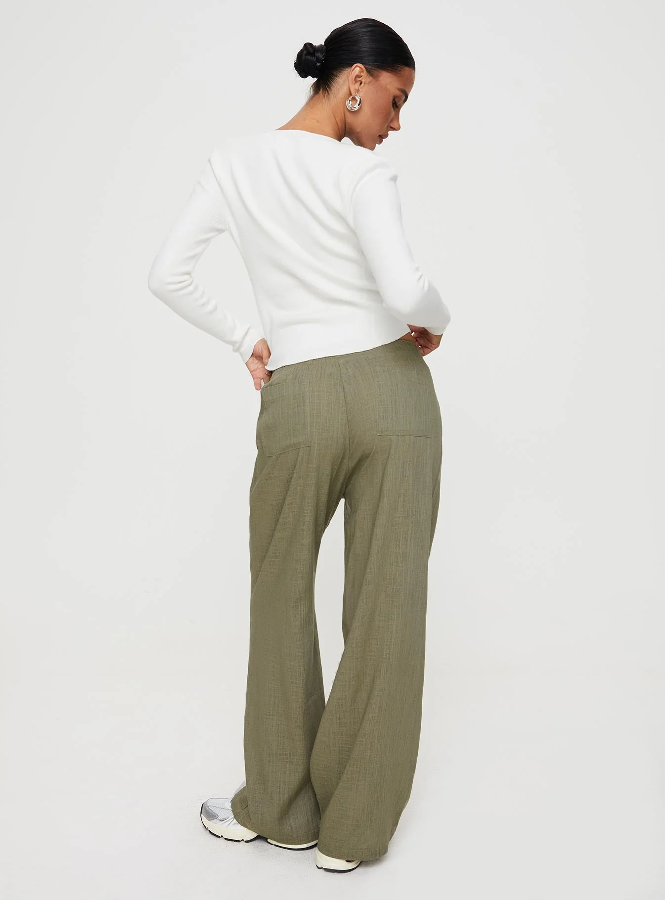Louis Linen Blend Pants Olive - Image 5