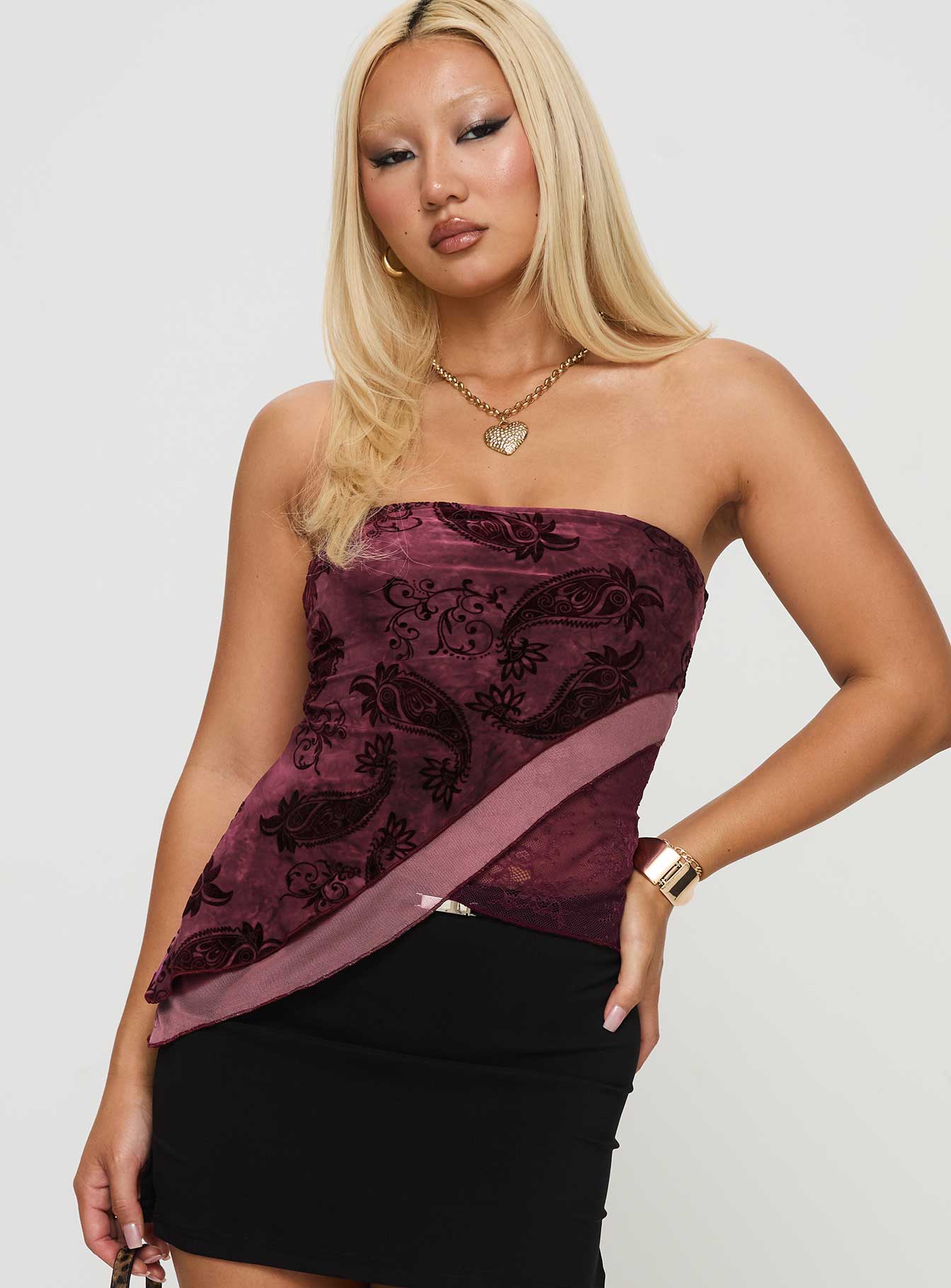 Lourde Strapless Top Wine - Image 2