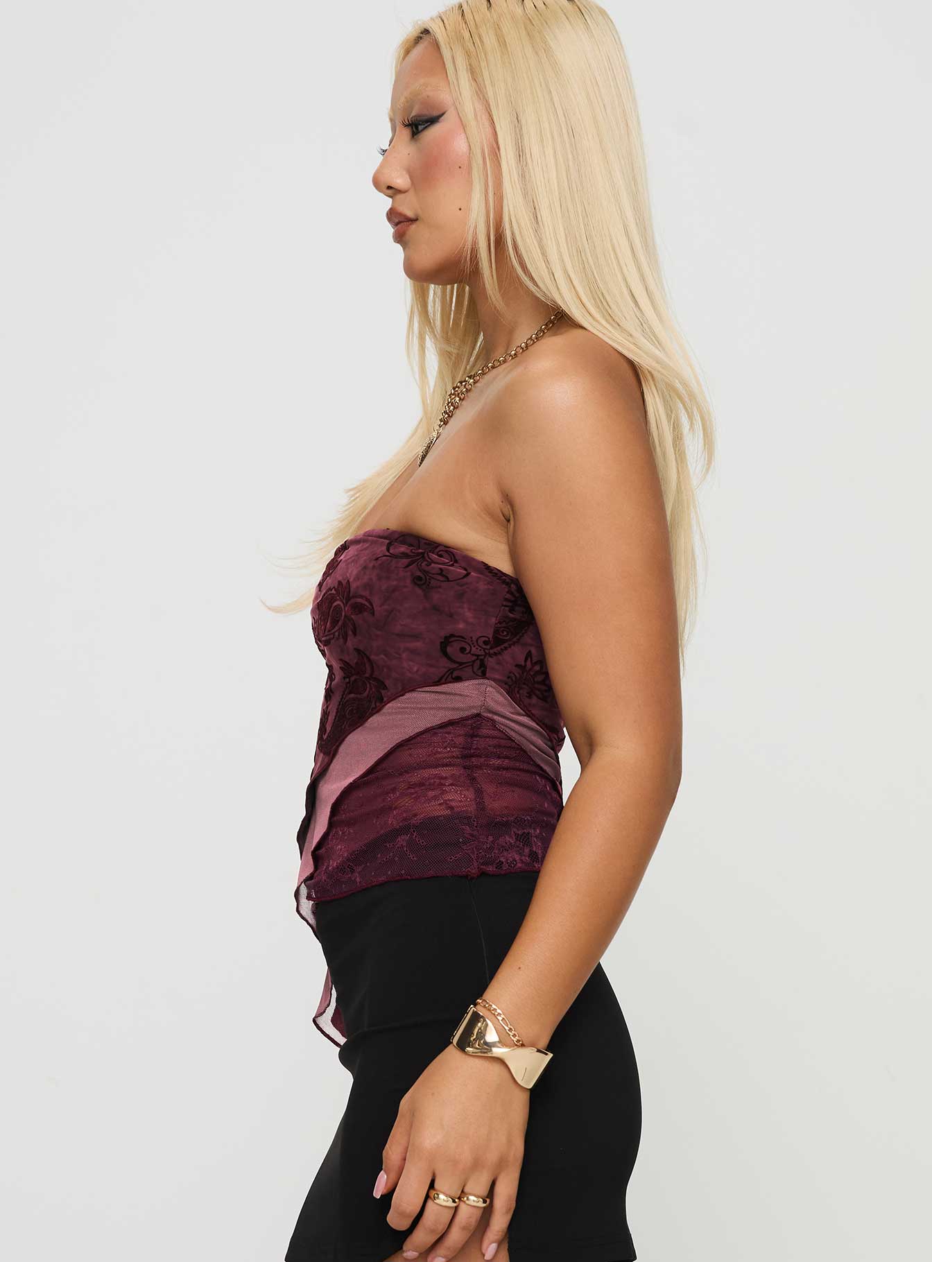 Lourde Strapless Top Wine - Image 4
