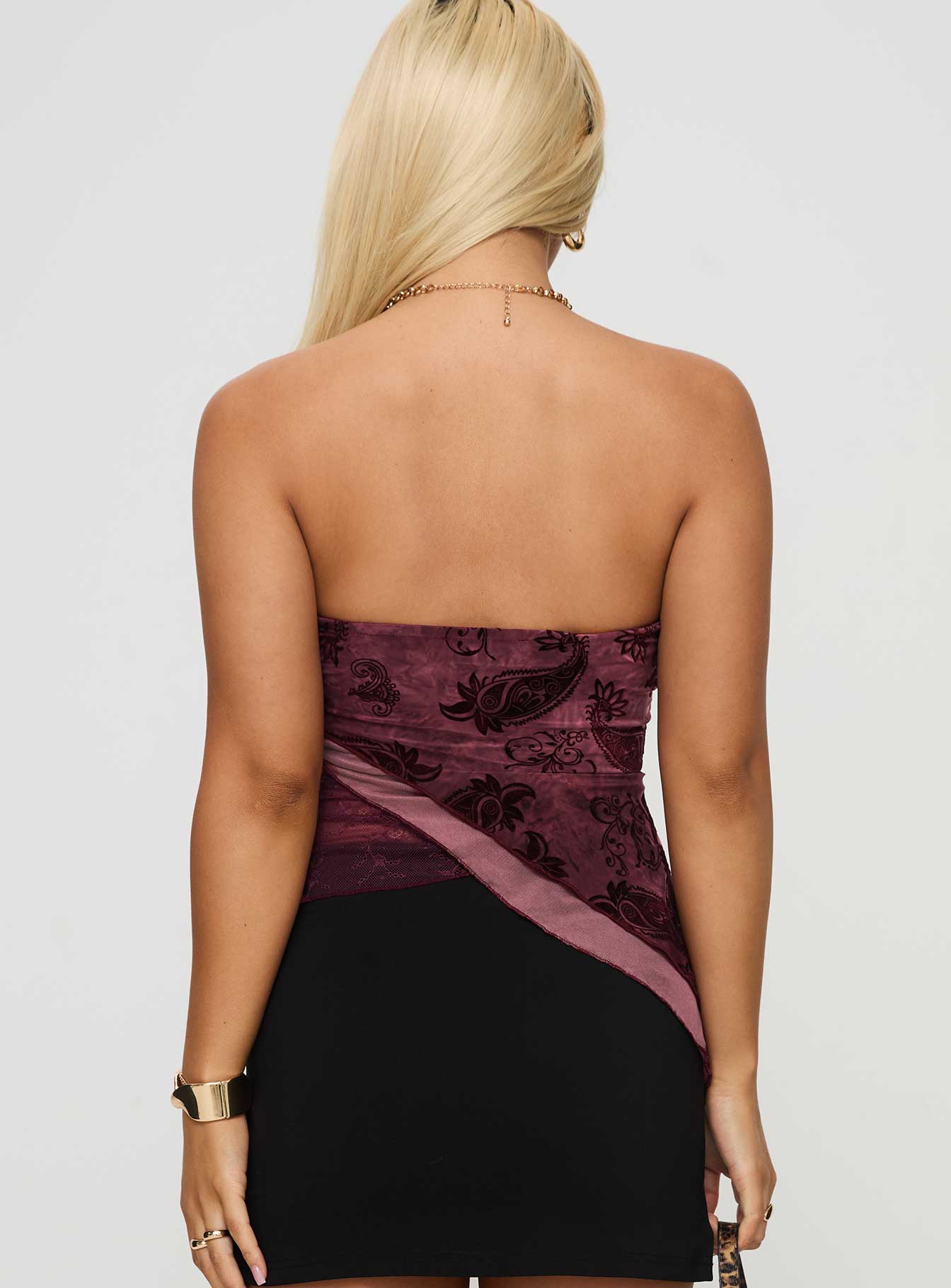 Lourde Strapless Top Wine - Image 5