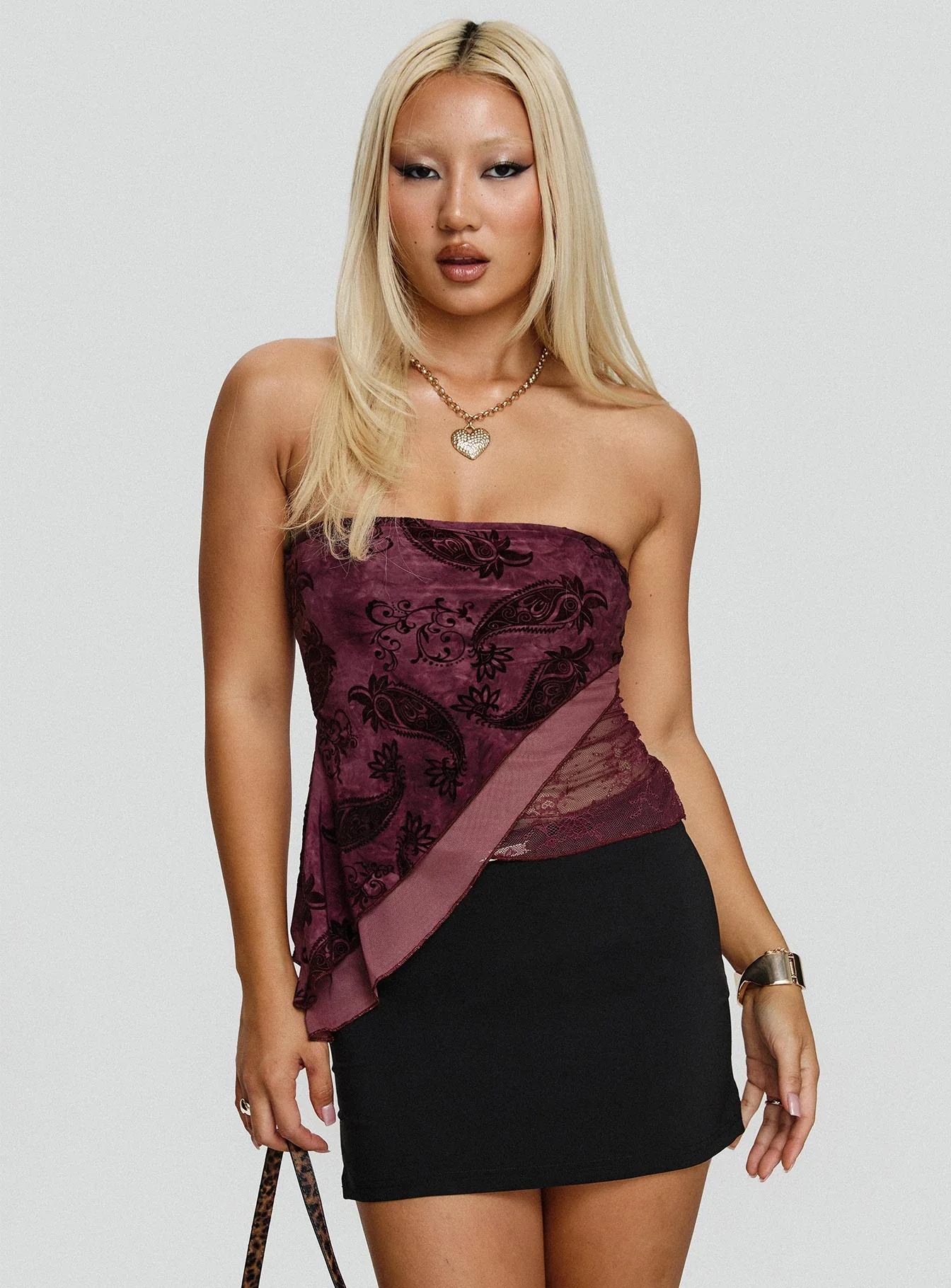 Lourde Strapless Top Wine - Image 8