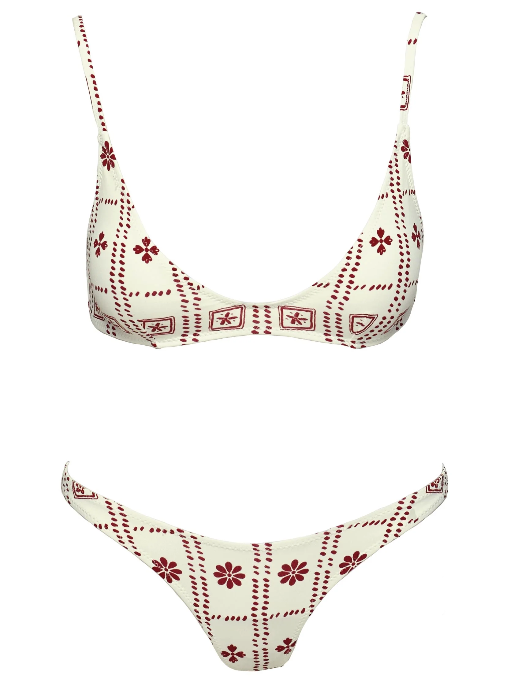 Love Letters High Cut Cheeky Bikini Bottoms White / Red - Image 5
