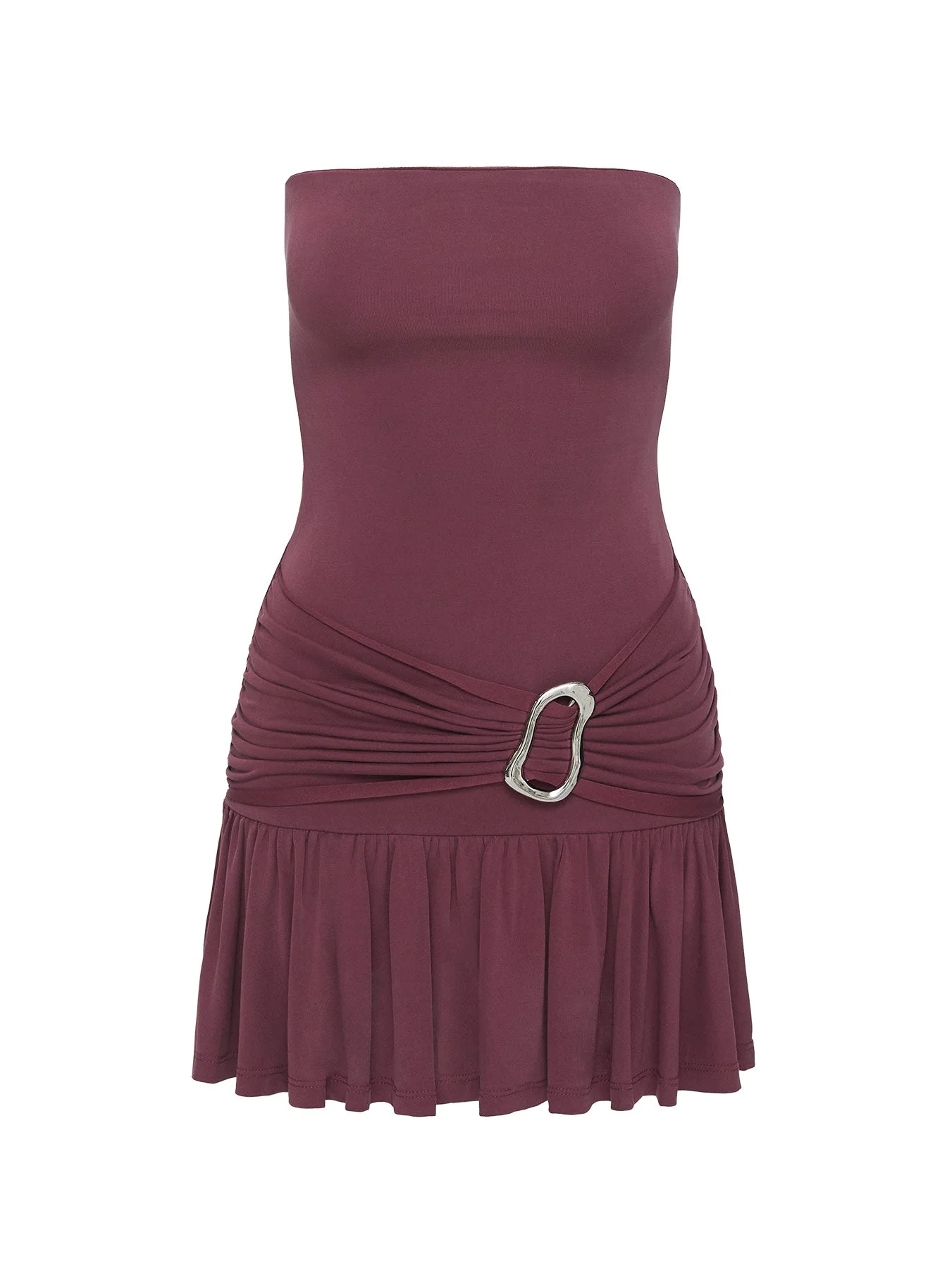 Love Lingers Strapless Mini Dress Burgundy - Image 5