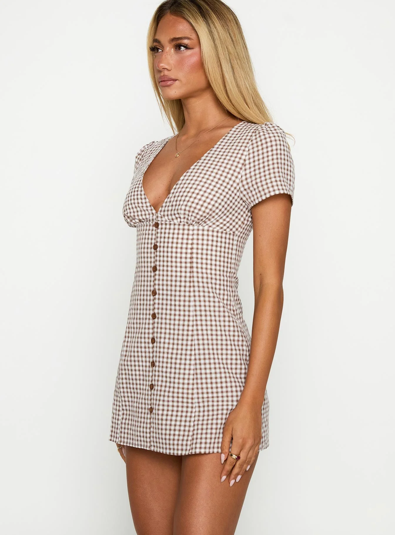 Loveliness Playsuit Brown Check Tall - Image 3
