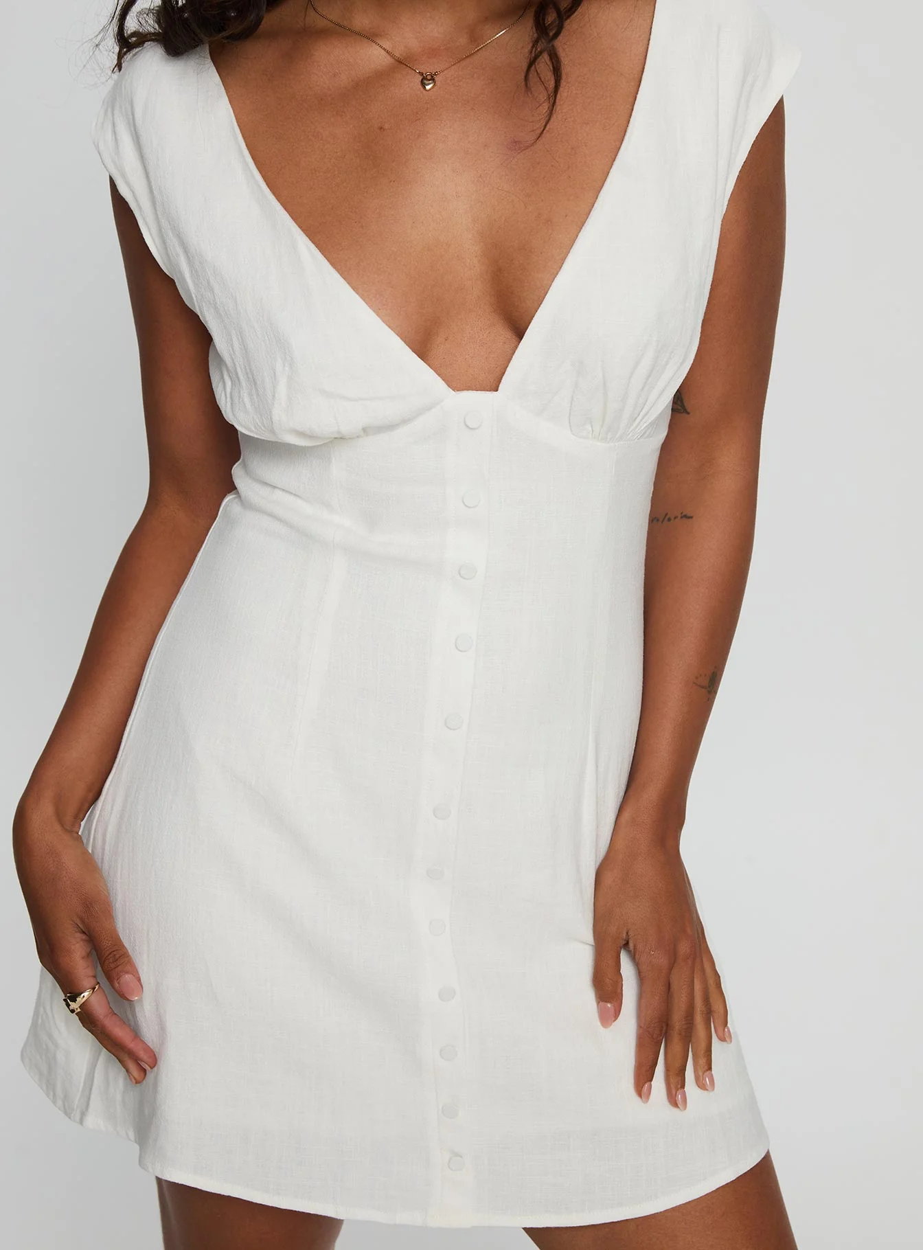Lover Like Me Linen Mini Dress White - Image 6