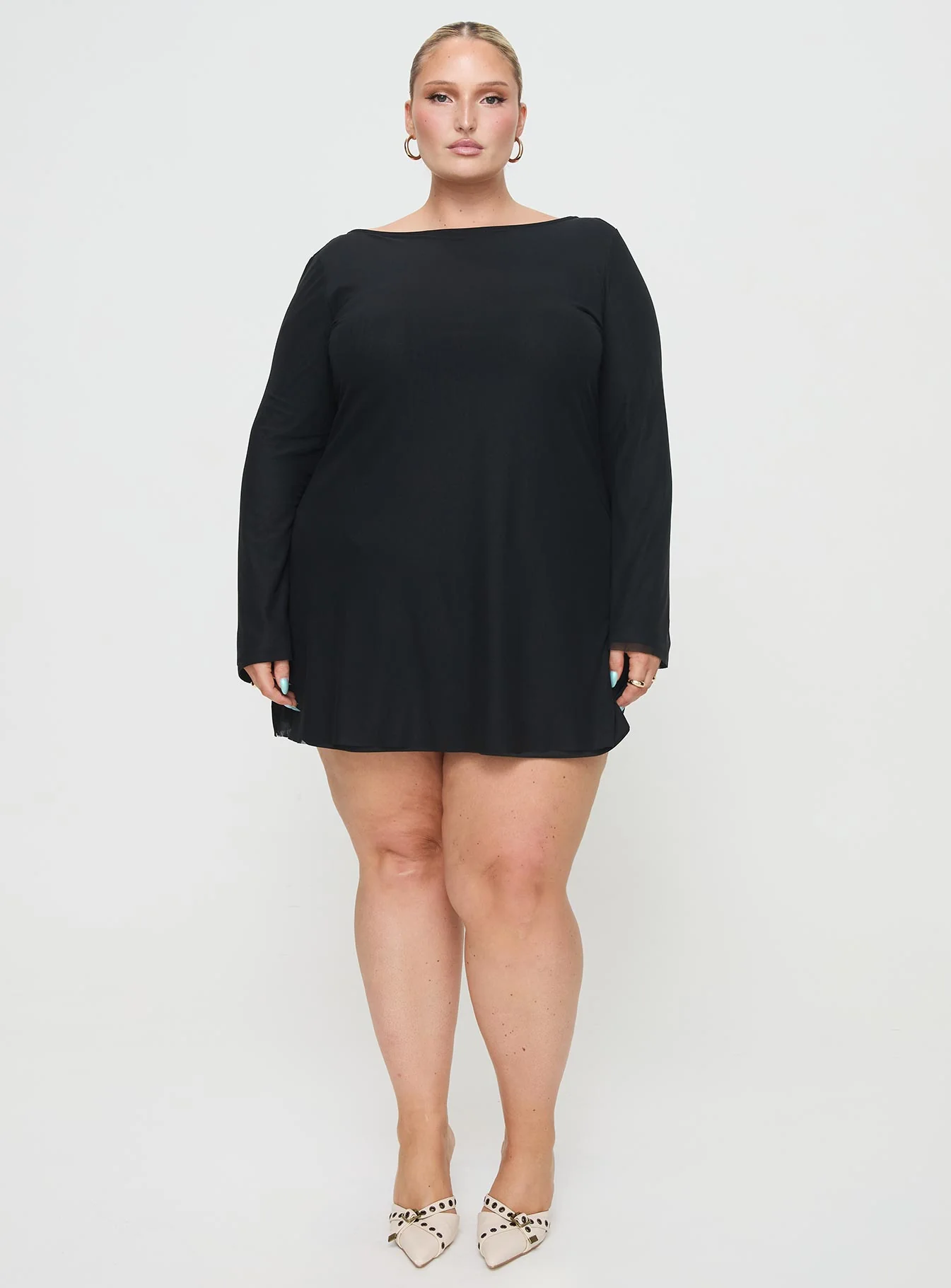 Lukea Long Sleeve Mini Dress Black Curve - Image 6