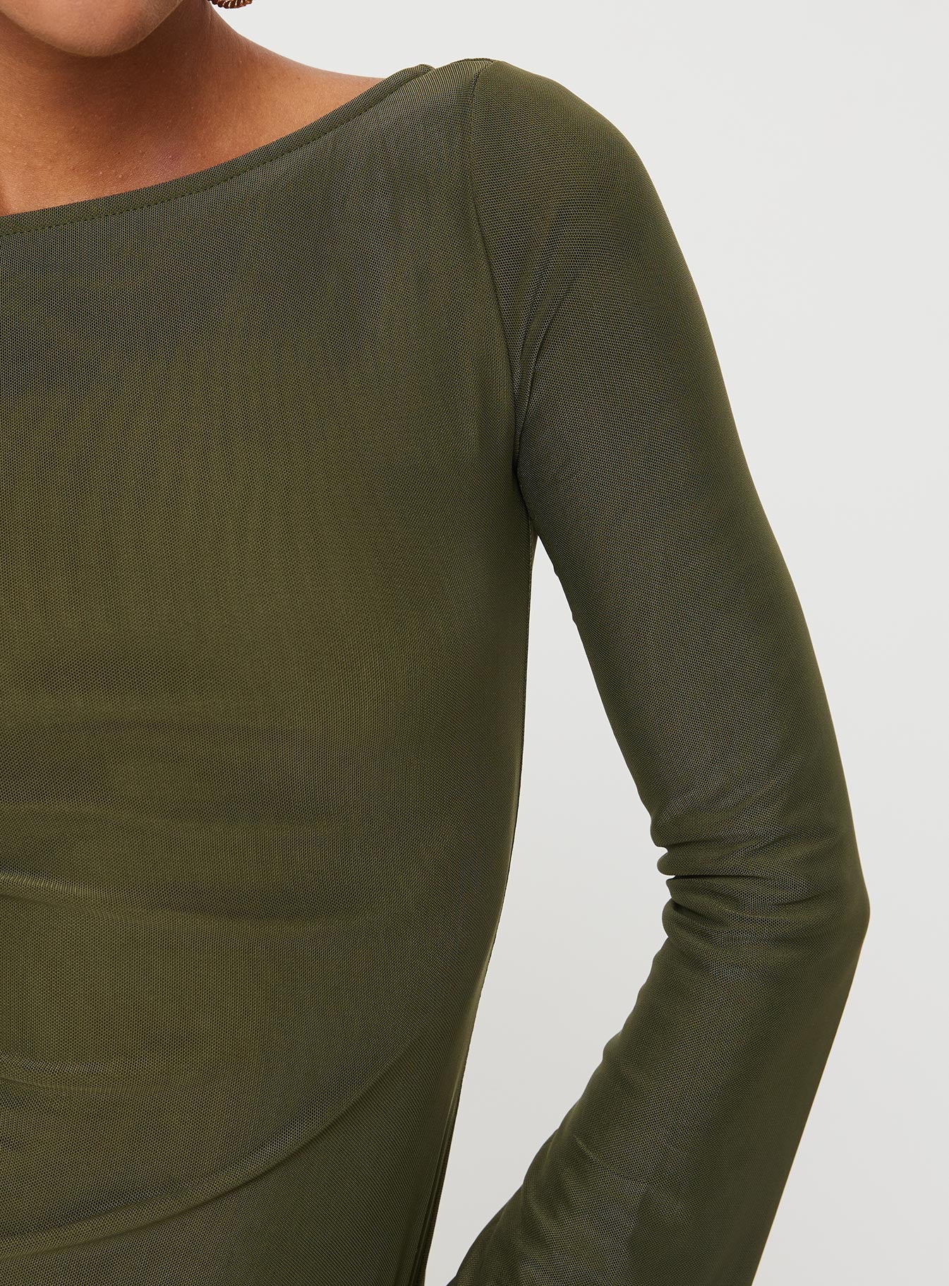 Lukea Long Sleeve Mesh Mini Dress Olive - Image 5