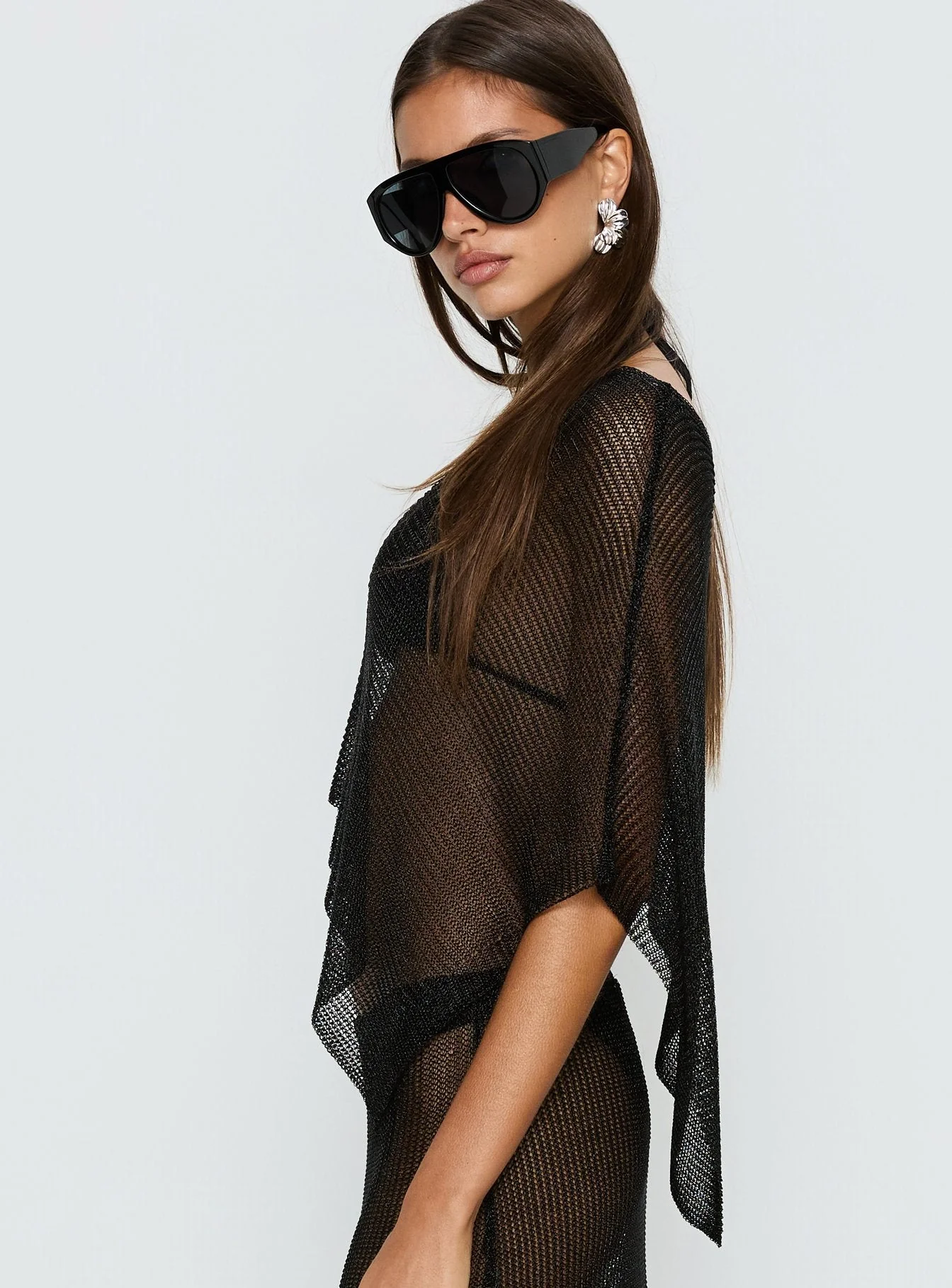 Luminous Sheer Poncho Black - Image 4