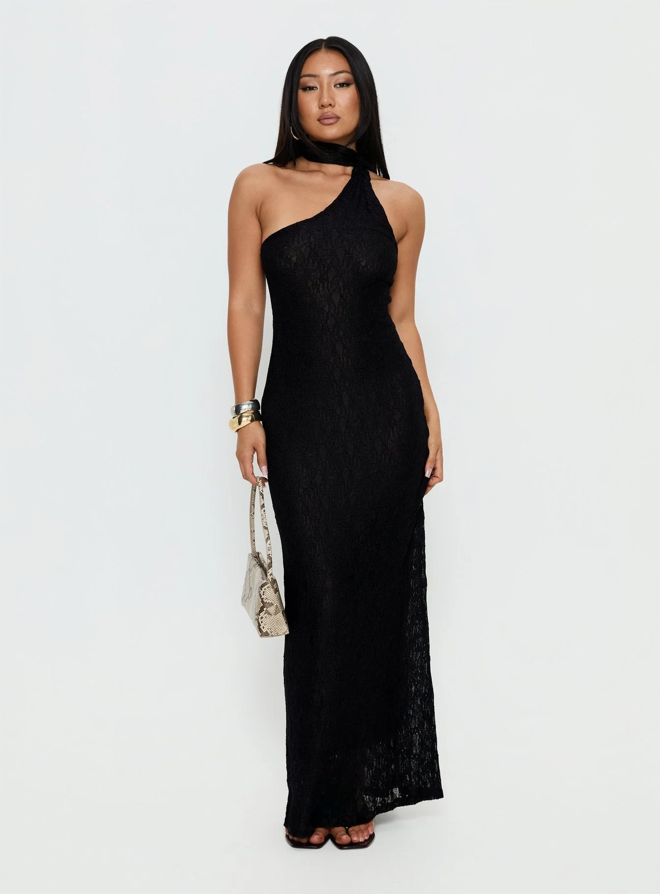 Lux Lace Maxi Dress Noir - Image 3