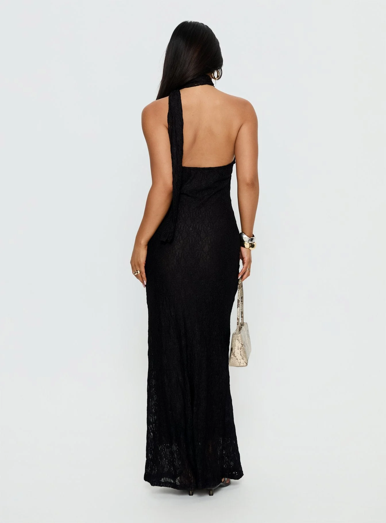 Lux Lace Maxi Dress Noir - Image 5