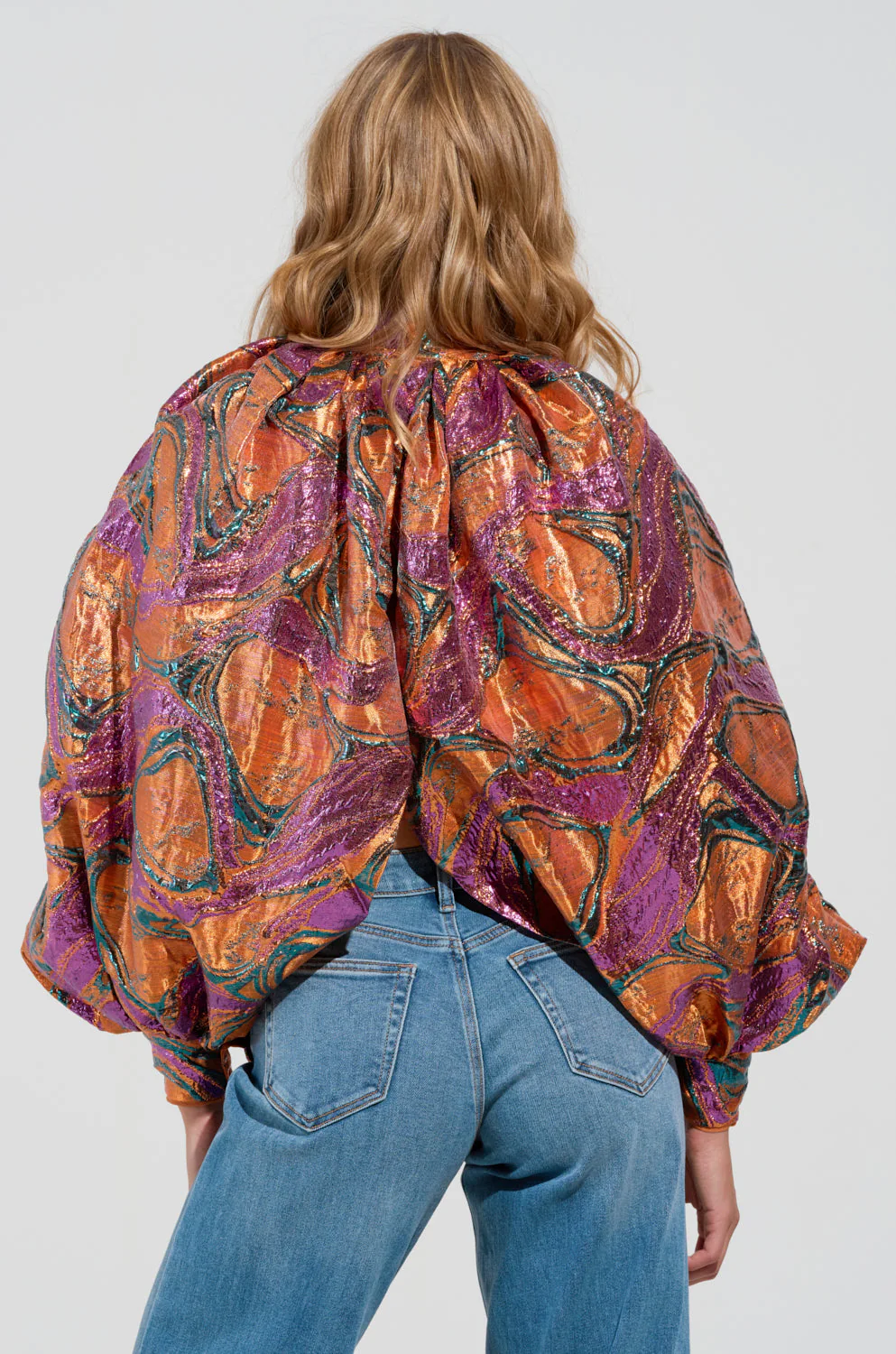 LUXURIOUS TENDENCIES BROCADE LONG SLEEVE PUFF BLOUSE - Image 3