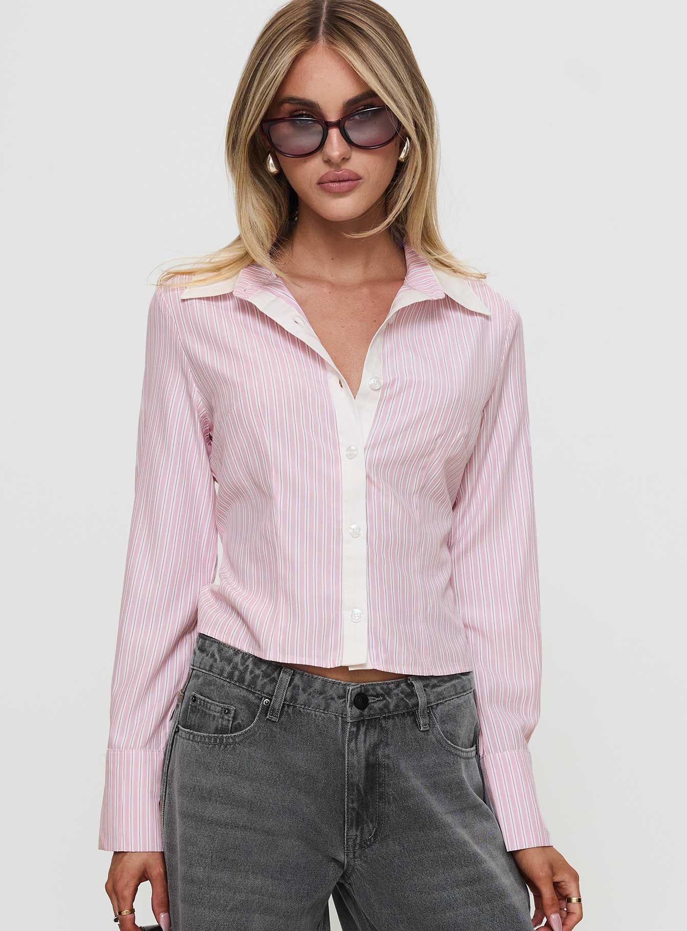 Lyndel Long Sleeve Top Pink Stripe - Image 2