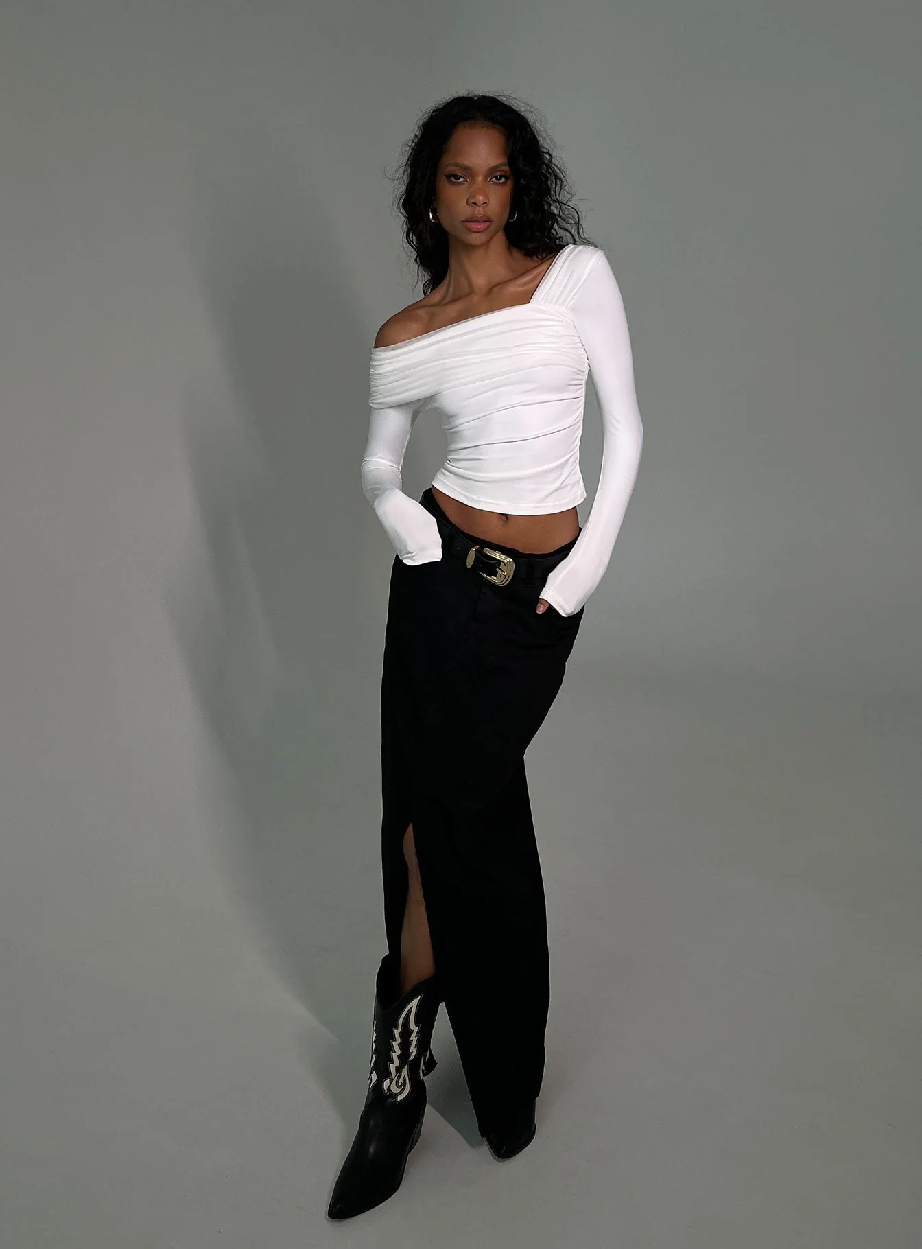 Lynsey Long Sleeve Top White - Image 2