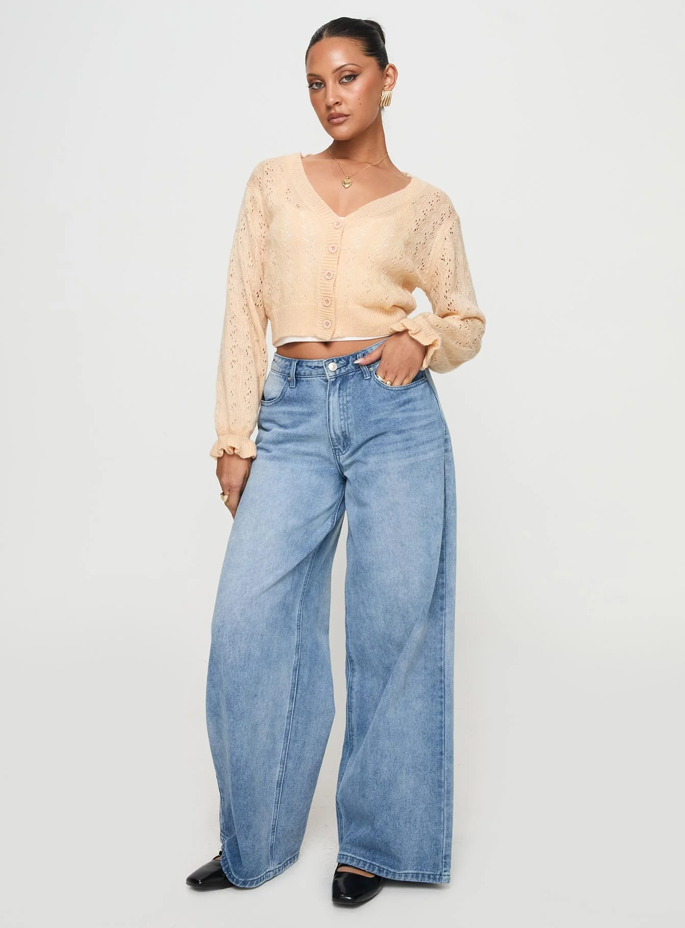 Lyric Cropped Cardigan Beige - Image 3
