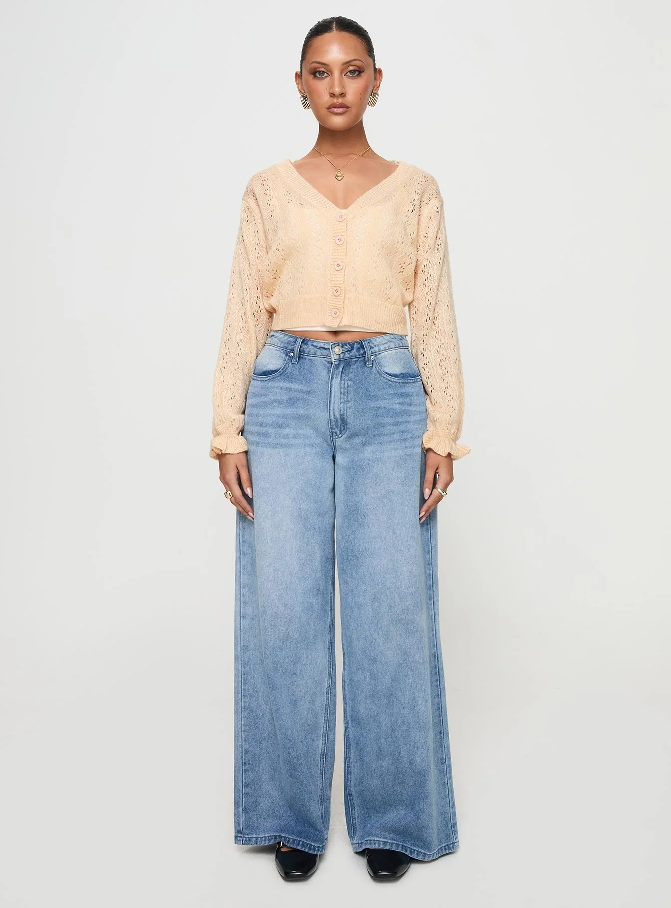 Lyric Cropped Cardigan Beige - Image 7