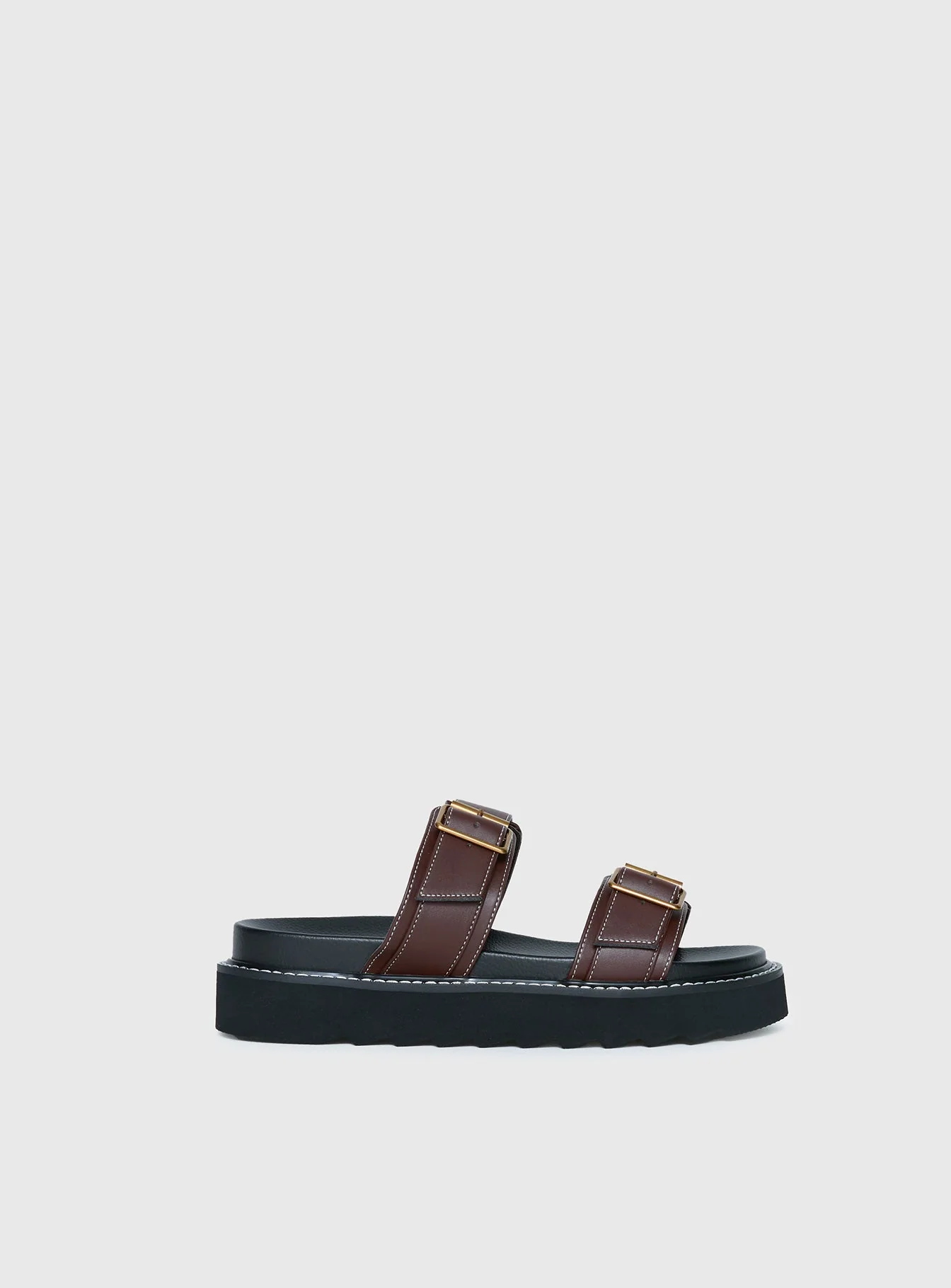 Ma Belle Sandals Contrast Stitch Chocolate - Image 2