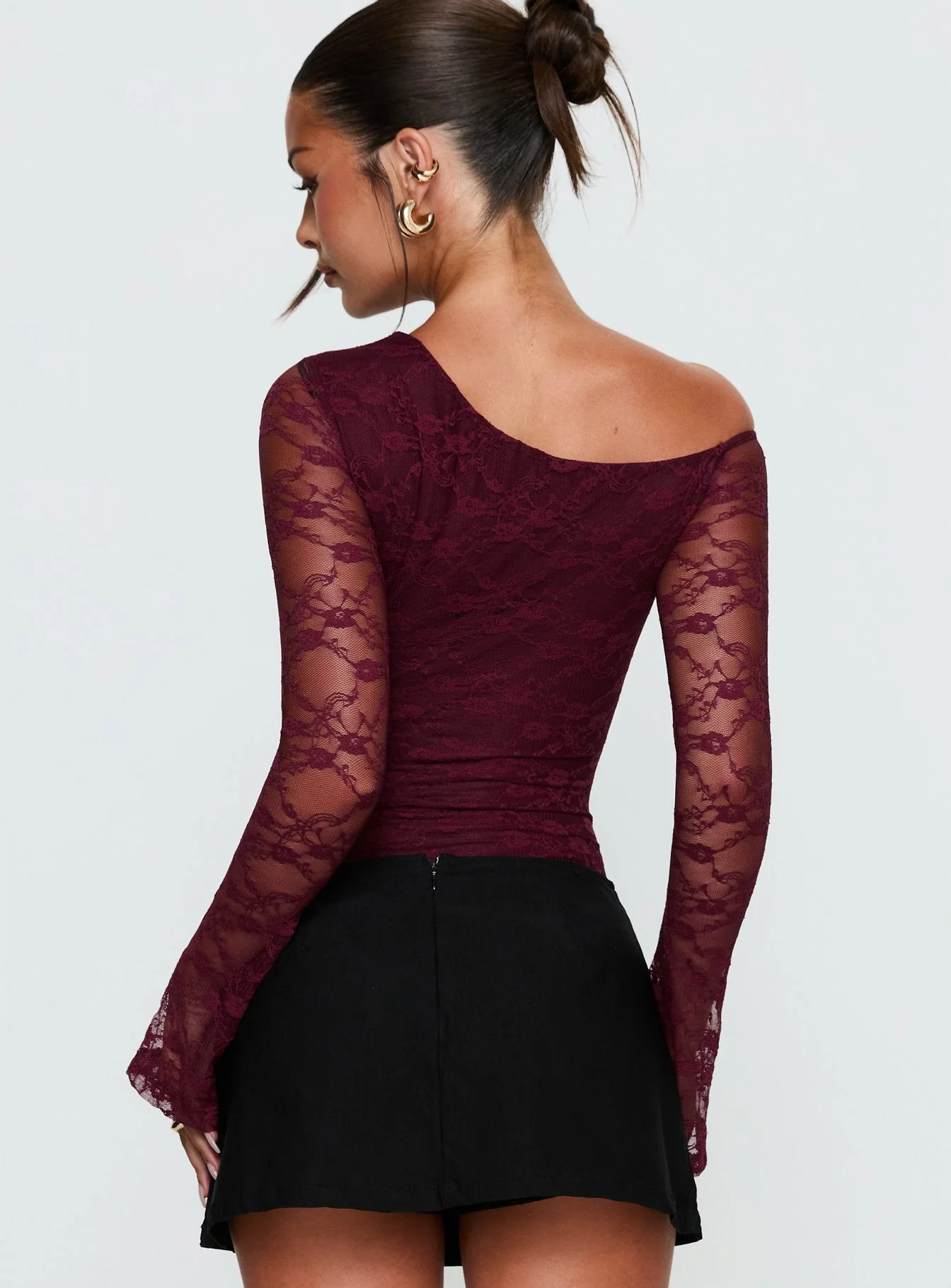 Macaria Long Sleeve Lace Bodysuit Red - Image 4
