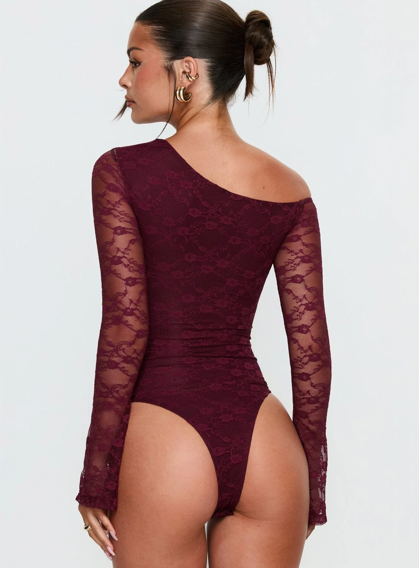 Macaria Long Sleeve Lace Bodysuit Red - Image 6
